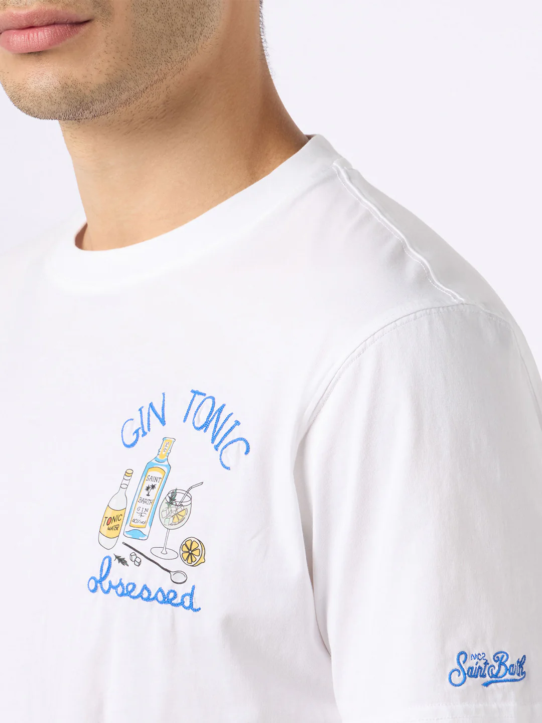 T-shirt in cotone con ricamo cocktail Gin Tonic obsessed - Image 2
