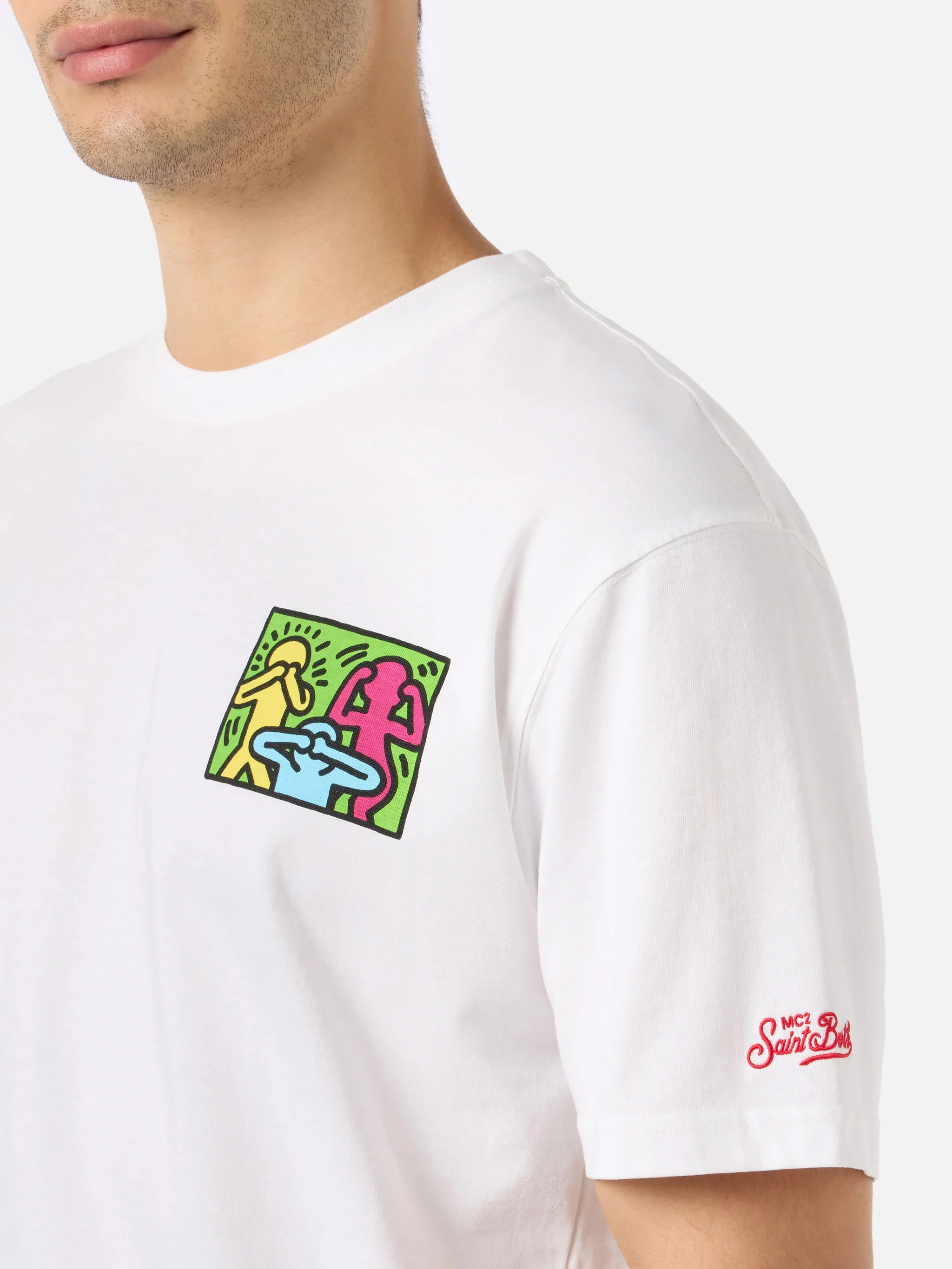 T-shirt Keith Haring People con stampa fronte e retro bianco | Special Edition - Image 2