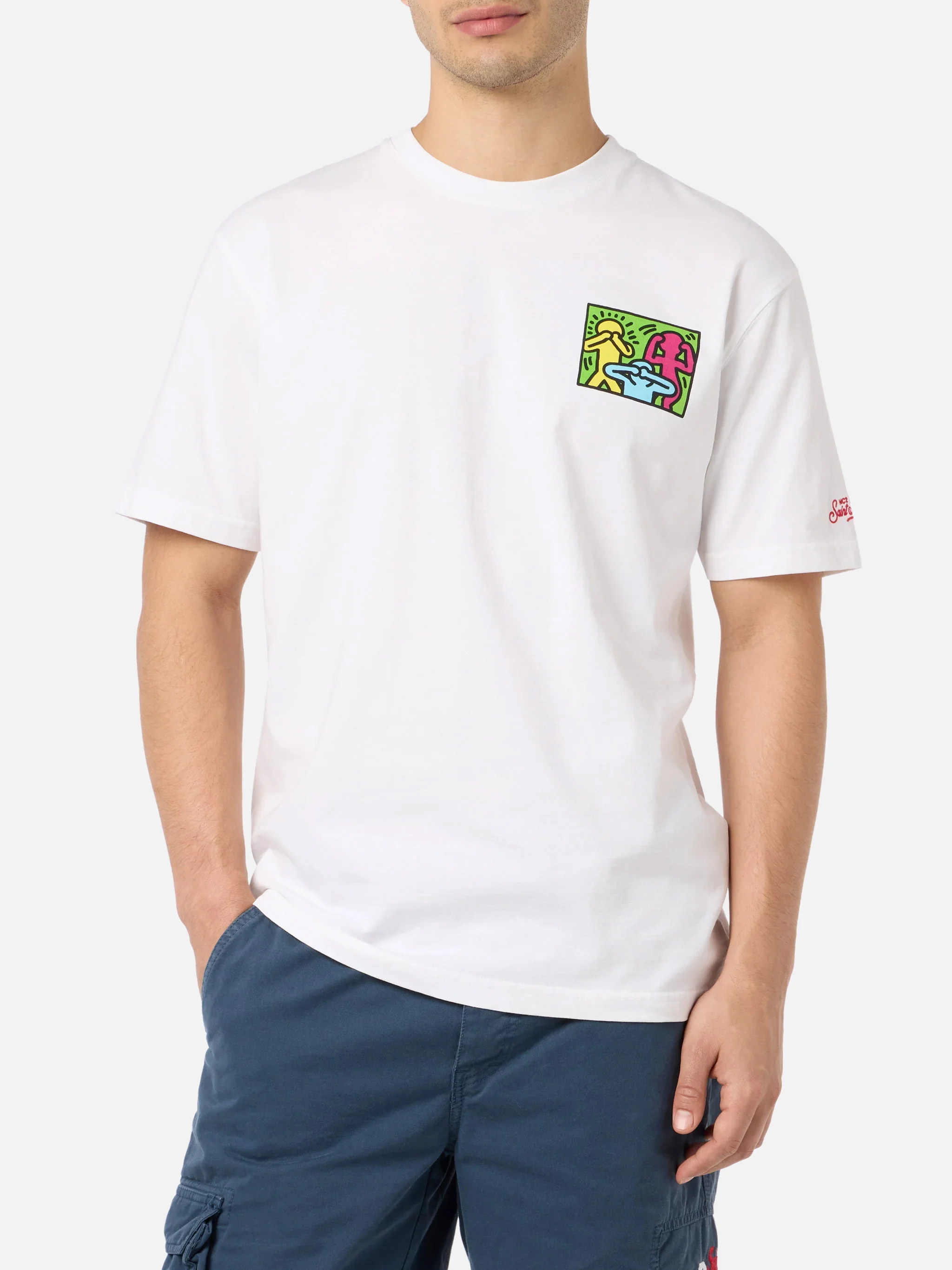 T-shirt Keith Haring People con stampa fronte e retro bianco | Special Edition - Image 4