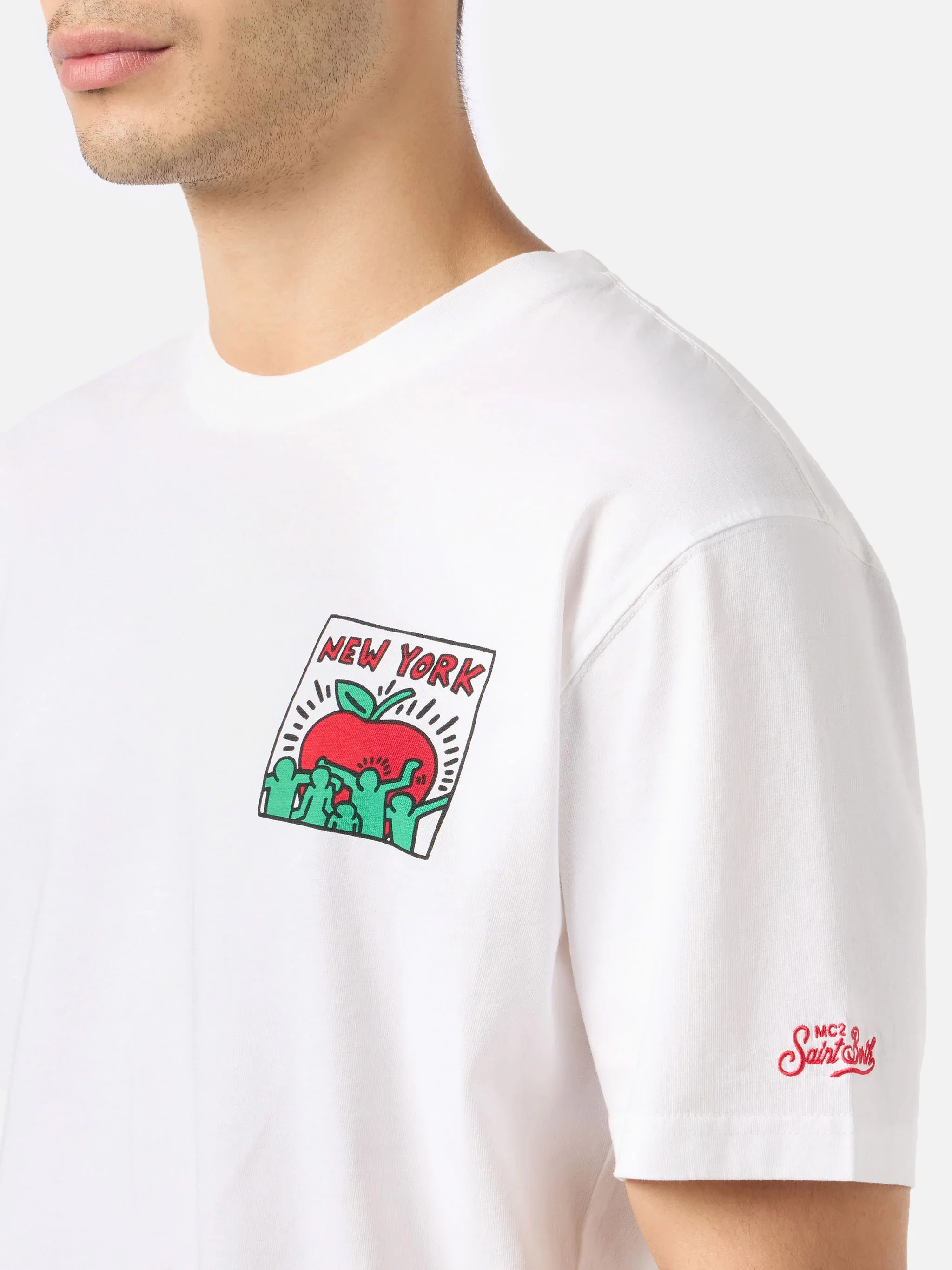 T-shirt Keith Haring NY con stampa fronte e retro bianco | Special Edition - Image 2
