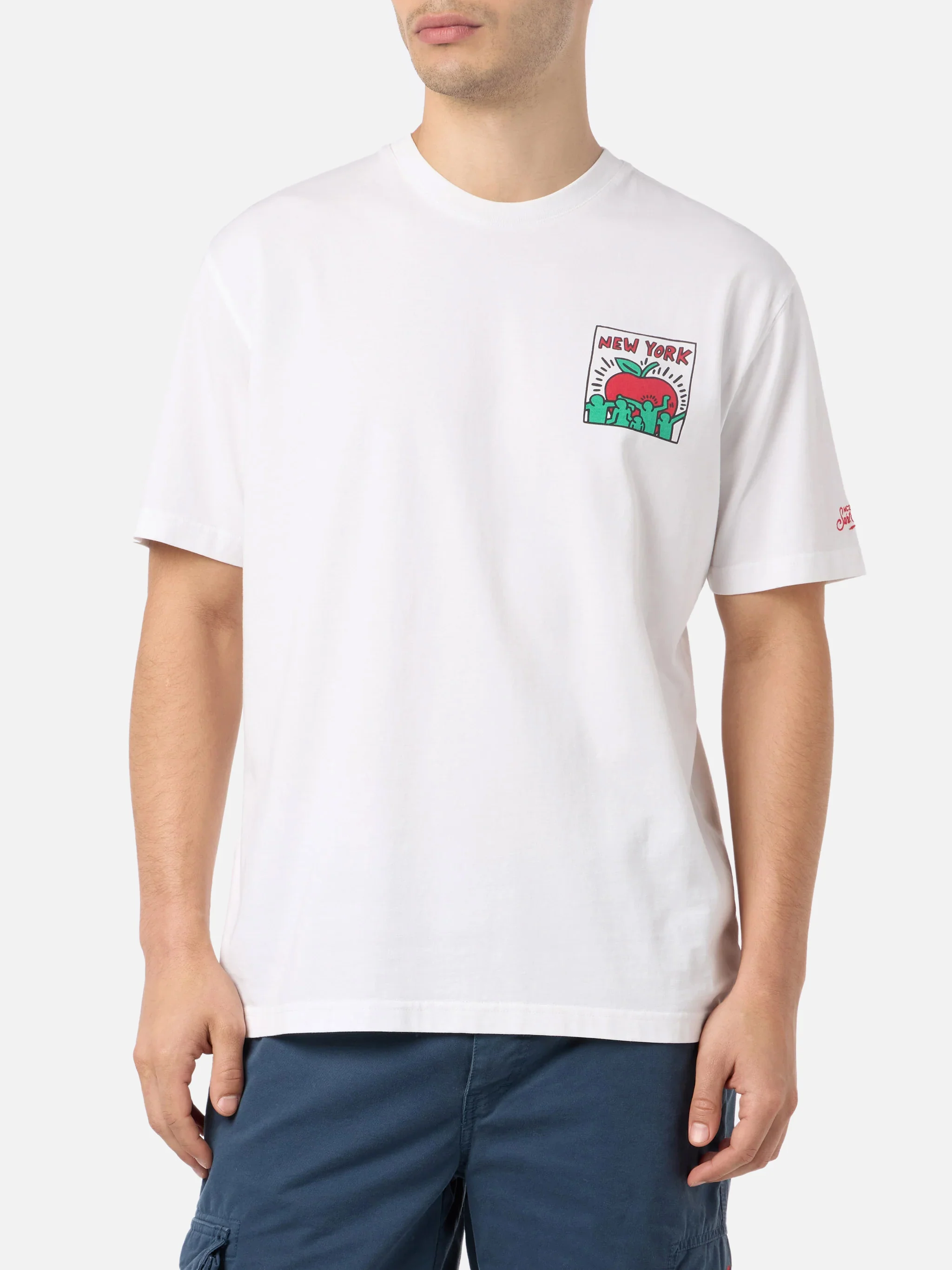 T-shirt Keith Haring NY con stampa fronte e retro bianco | Special Edition - Image 4