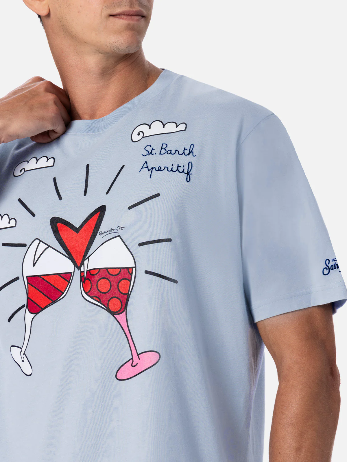 T-shirt Britto con stampa occhiali e ricamo azzurro | Special Edition - Image 2