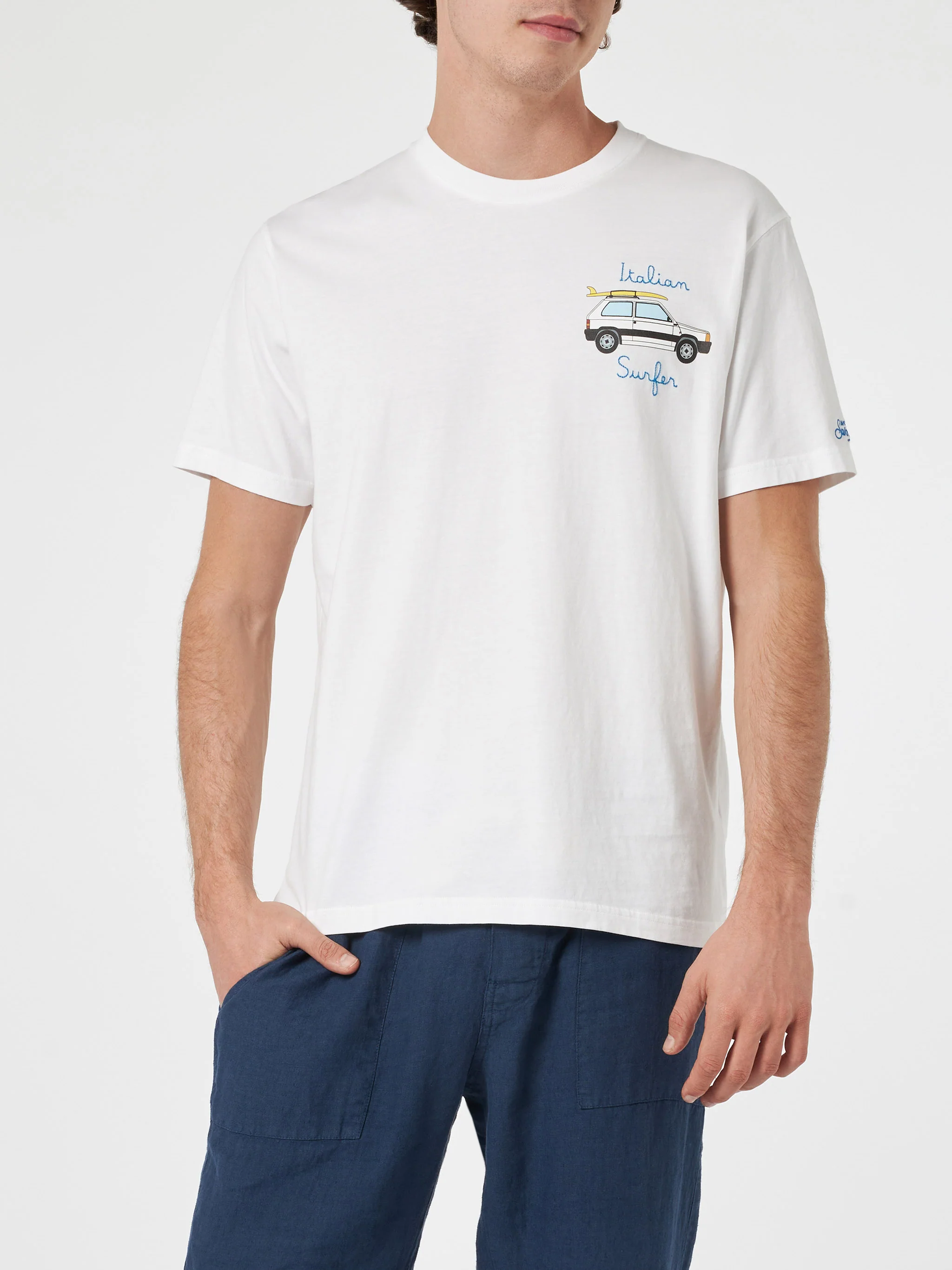 T-shirt Panda con stampa e ricamo surf bianco | Special Edition - Image 3