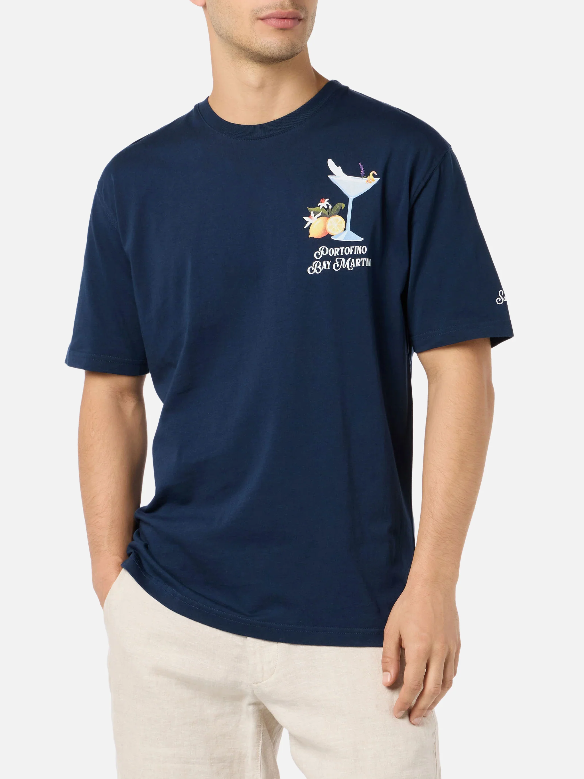 T-shirt Portofino Bay Martini con stampa blu | Special Edition - Image 3