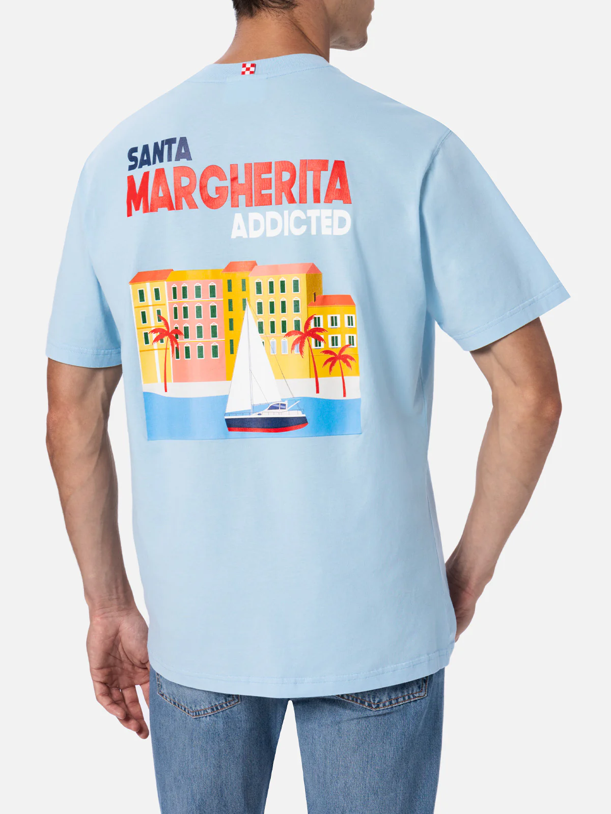 T-shirt  stampa cartolina Santa Margherita azzurro - Image 3