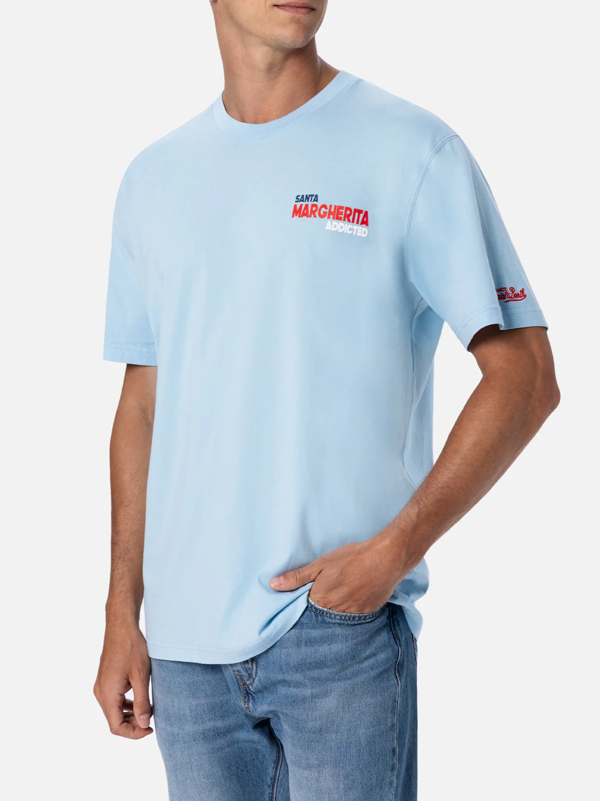 T-shirt  stampa cartolina Santa Margherita azzurro - Image 4