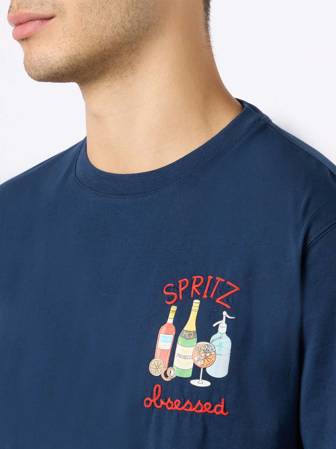 T-shirt con ricamo Spritz obsessed blu - Image 2