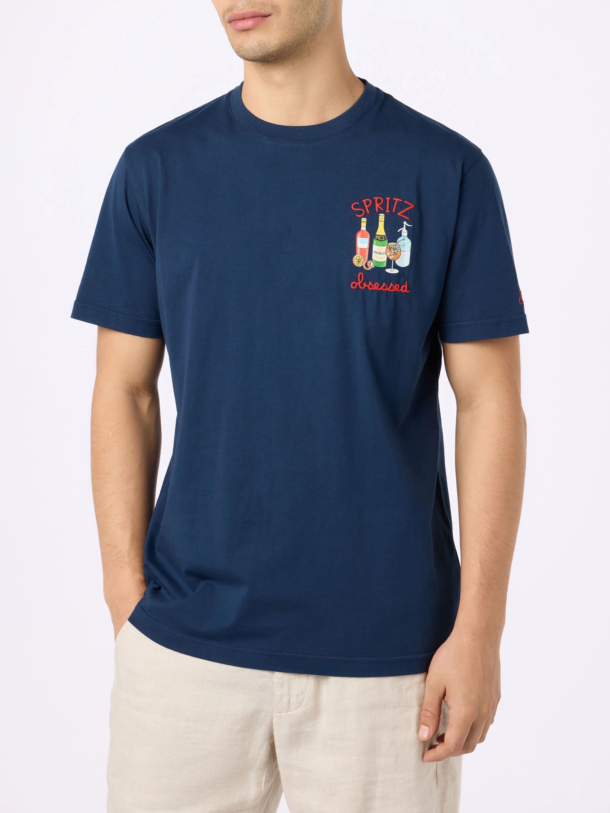 T-shirt con ricamo Spritz obsessed blu - Image 3