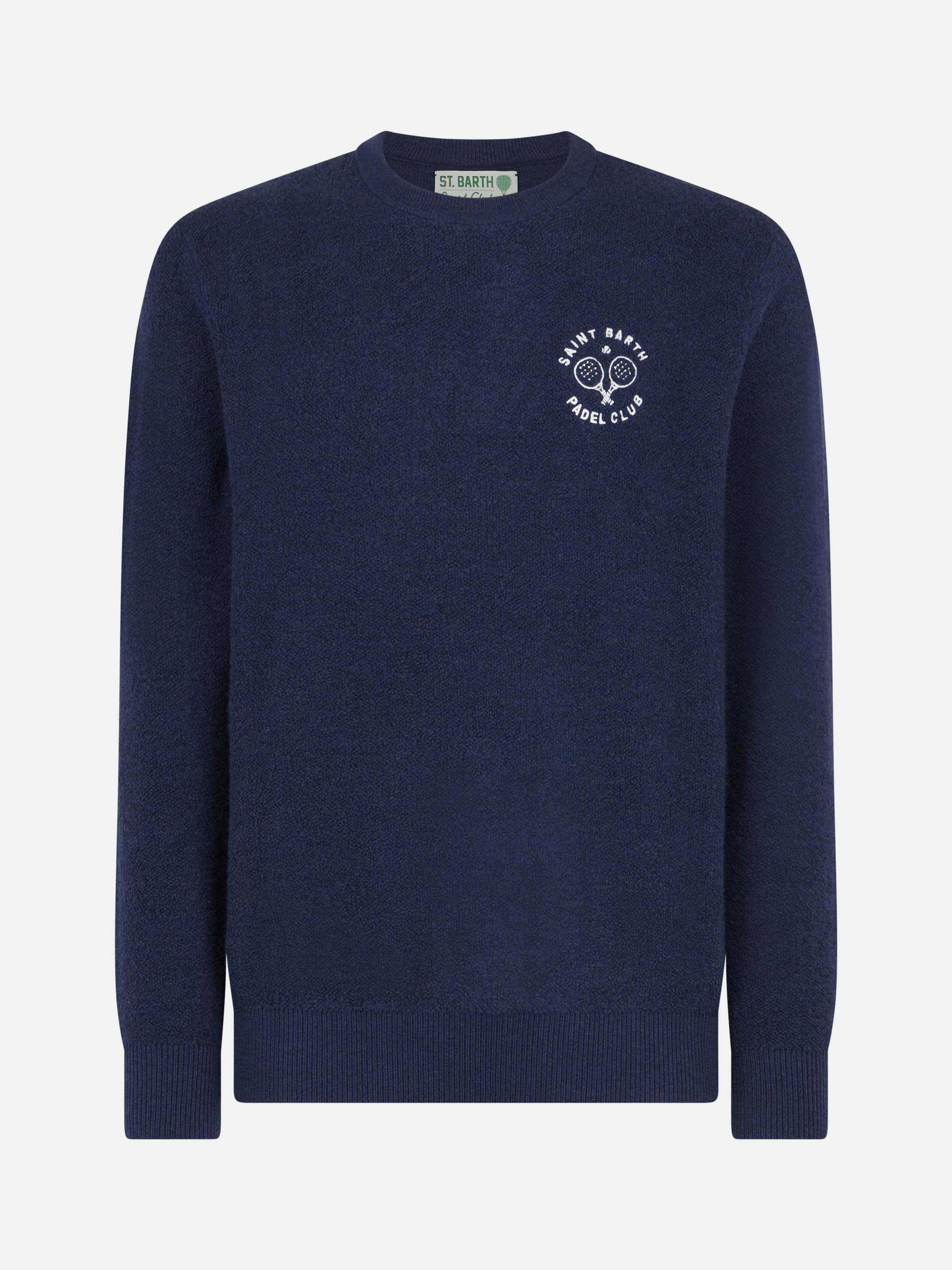 Maglione girocollo bluette bouclé Heron con ricamo Saint Barth Padel Club - Image 5