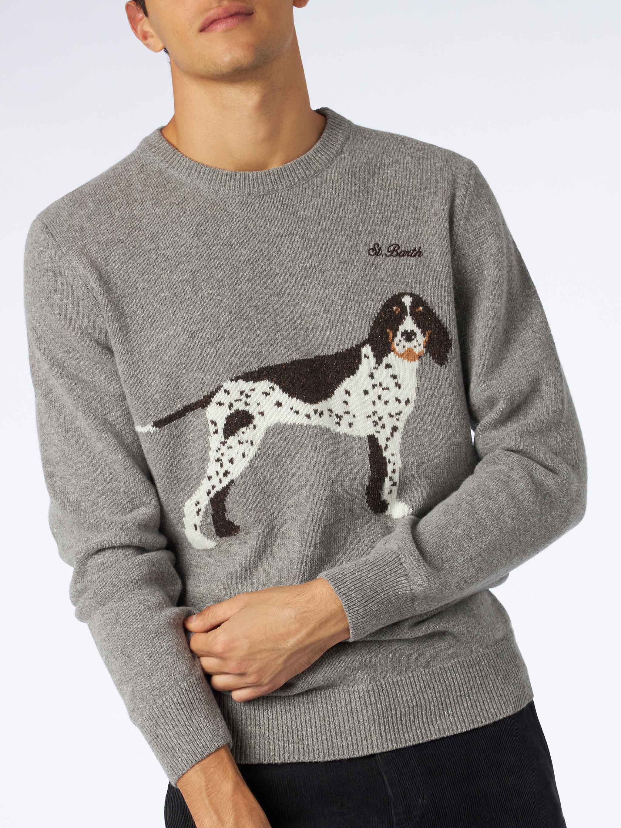 Maglia Heron donegal cane jacquard grigio - Image 2