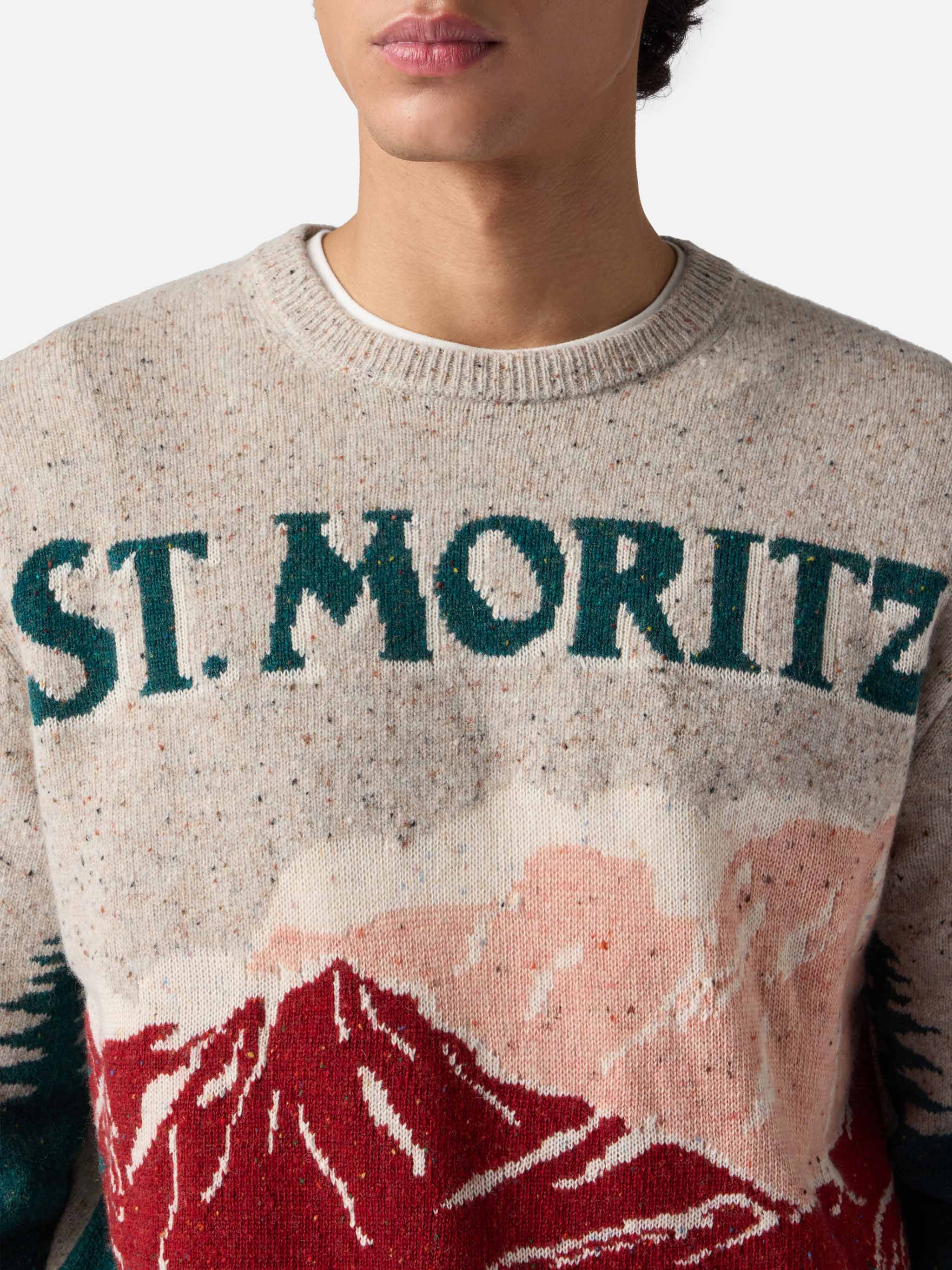 Maglione girocollo Heron in donegal con jacquard cartolina St. Moritz - Image 2
