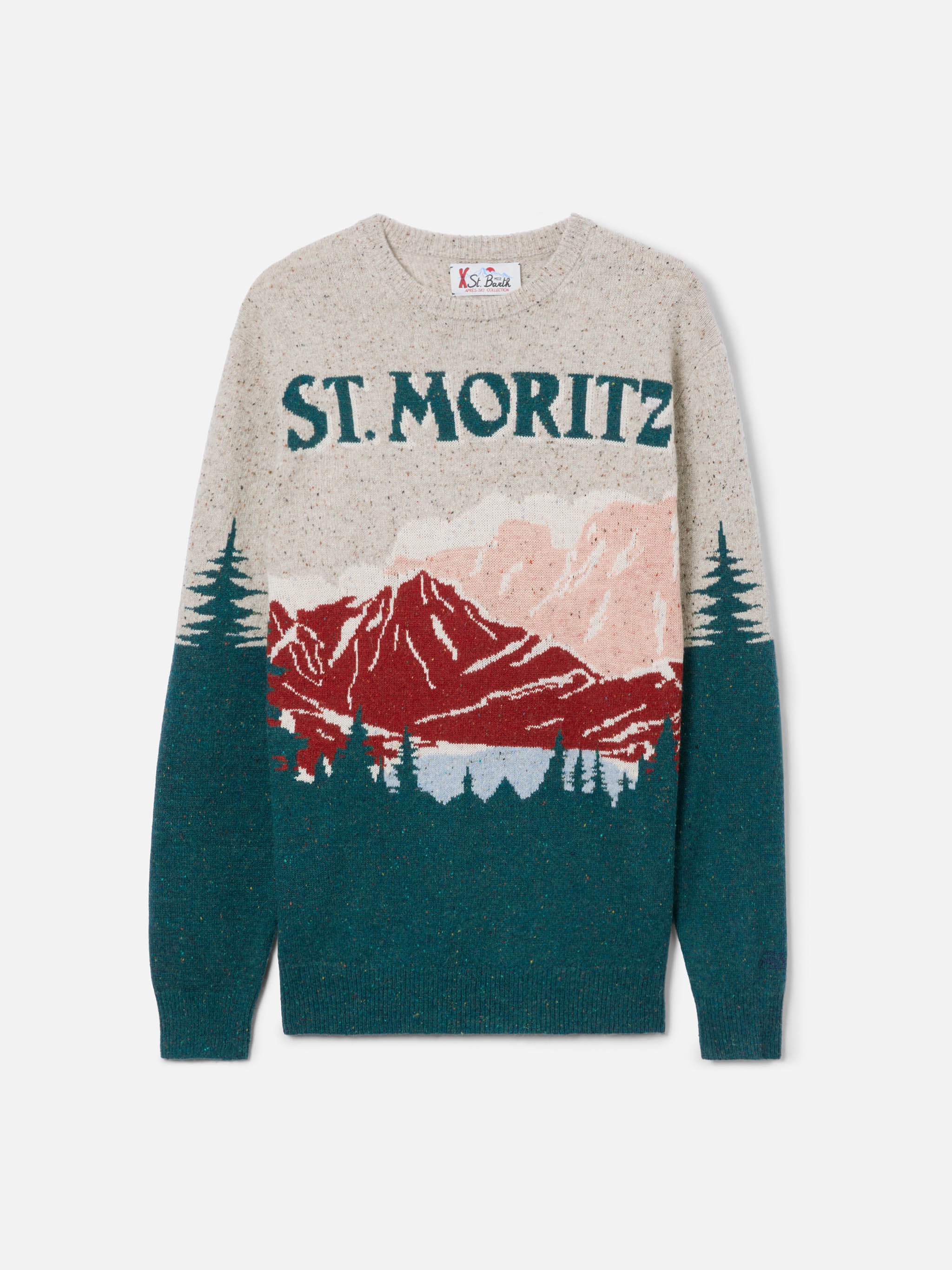Maglione girocollo Heron in donegal con jacquard cartolina St. Moritz - Image 5