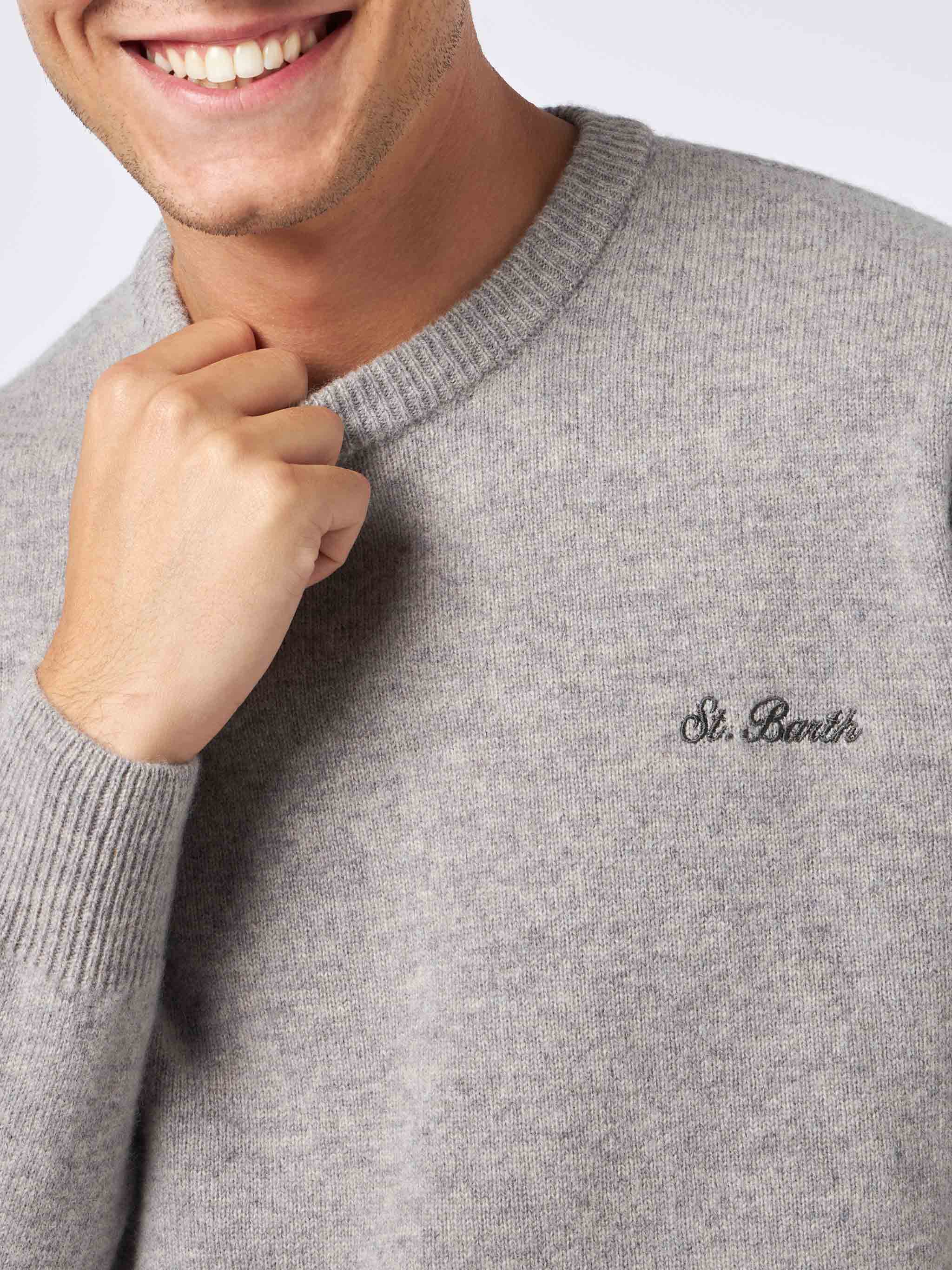 Maglia Heron grigio melange con ricamo St. Barth - Image 2
