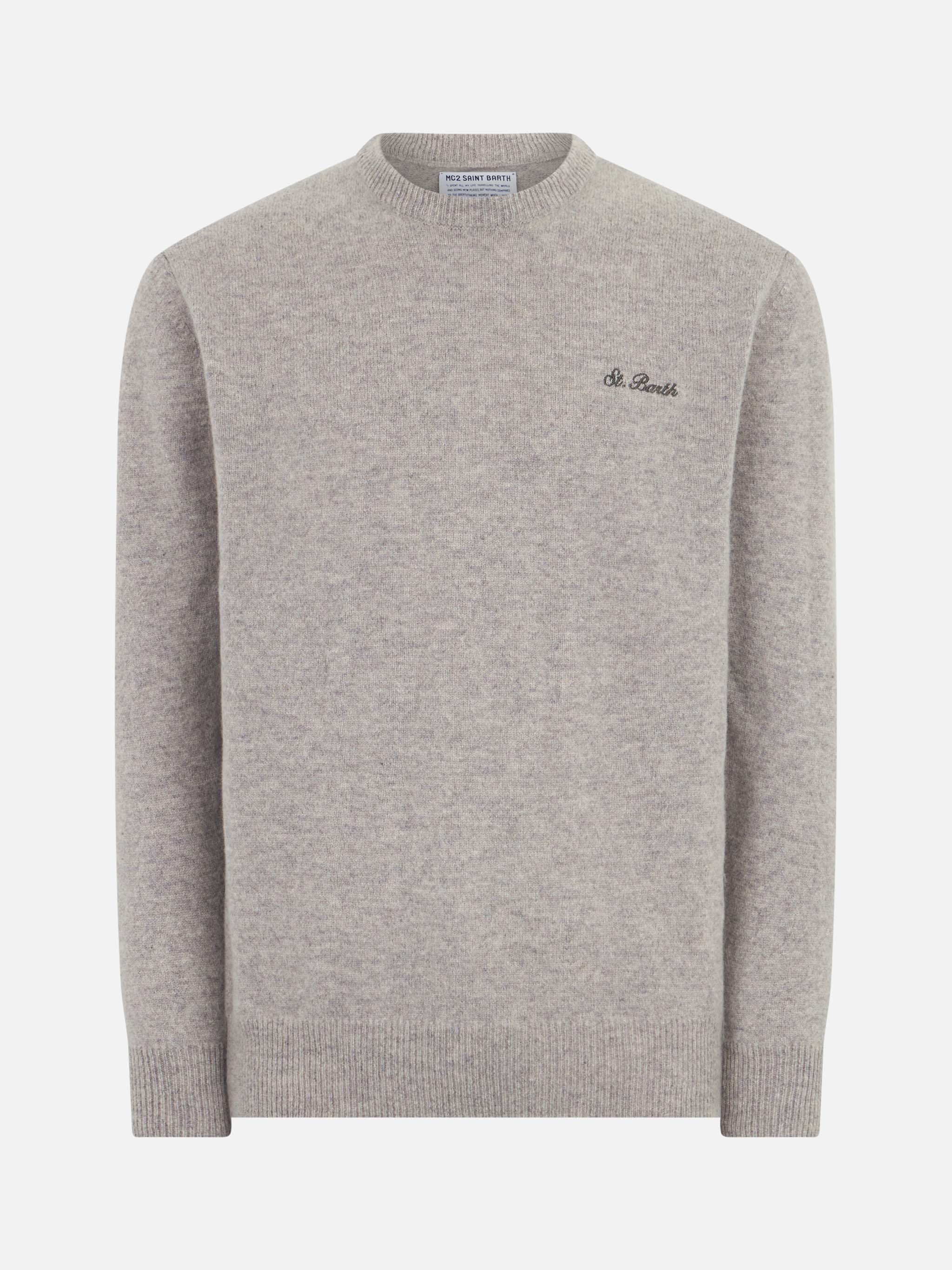 Maglia Heron grigio melange con ricamo St. Barth - Image 4