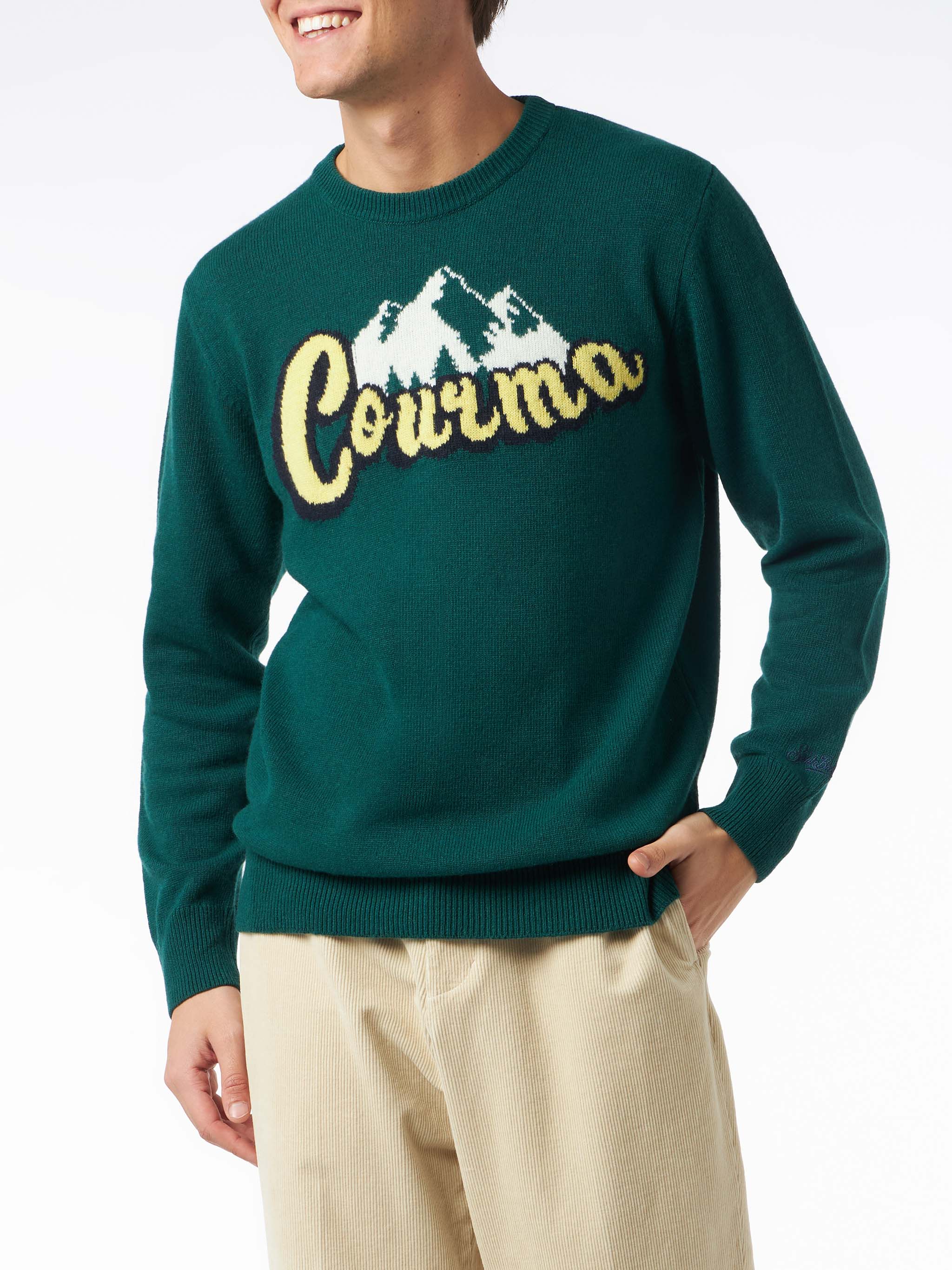 Maglia Heron montagne Courma jacquard verde