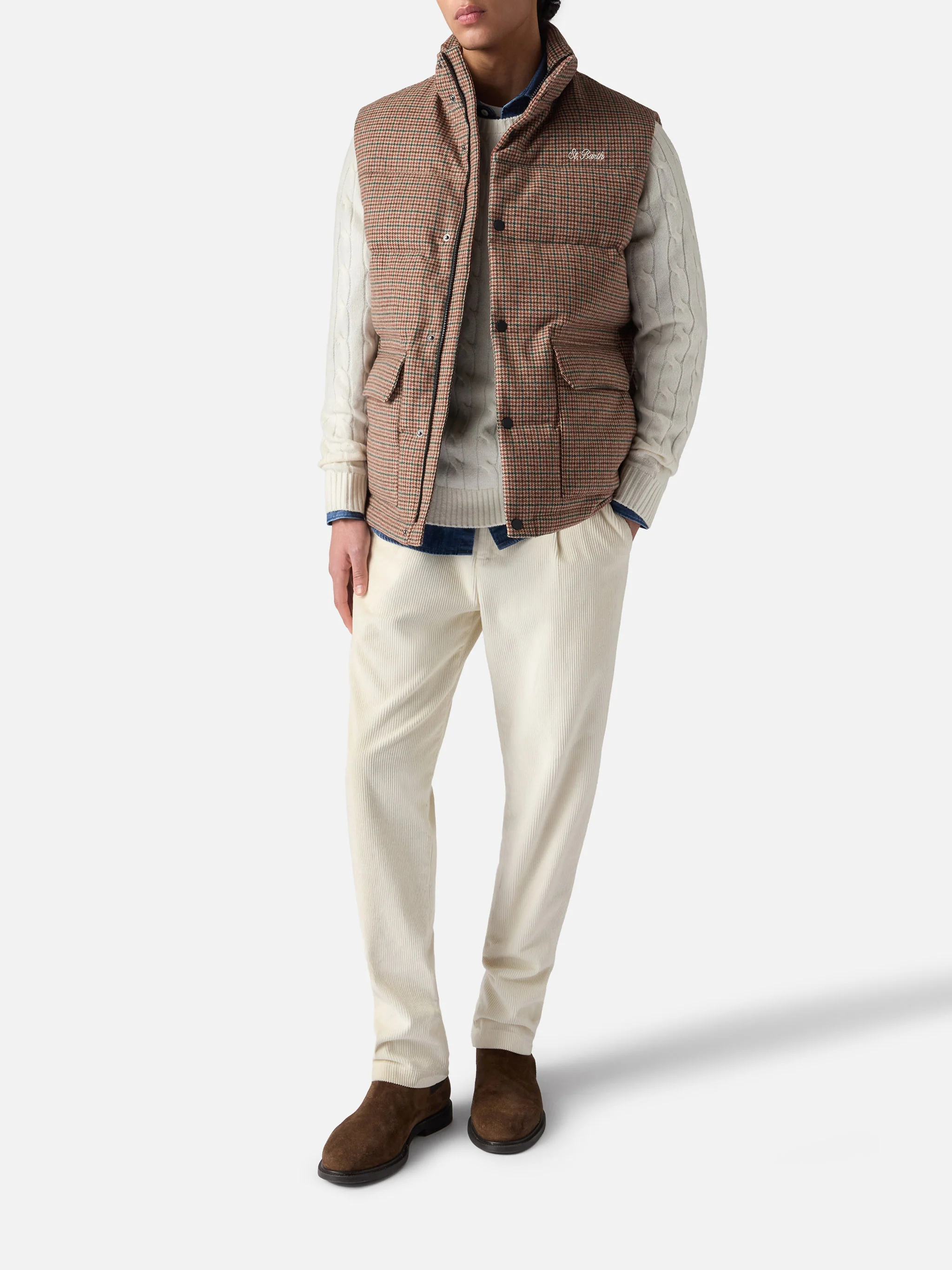 Gilet imbottito in piuma Thunder con stampa pied de poul - Image 2