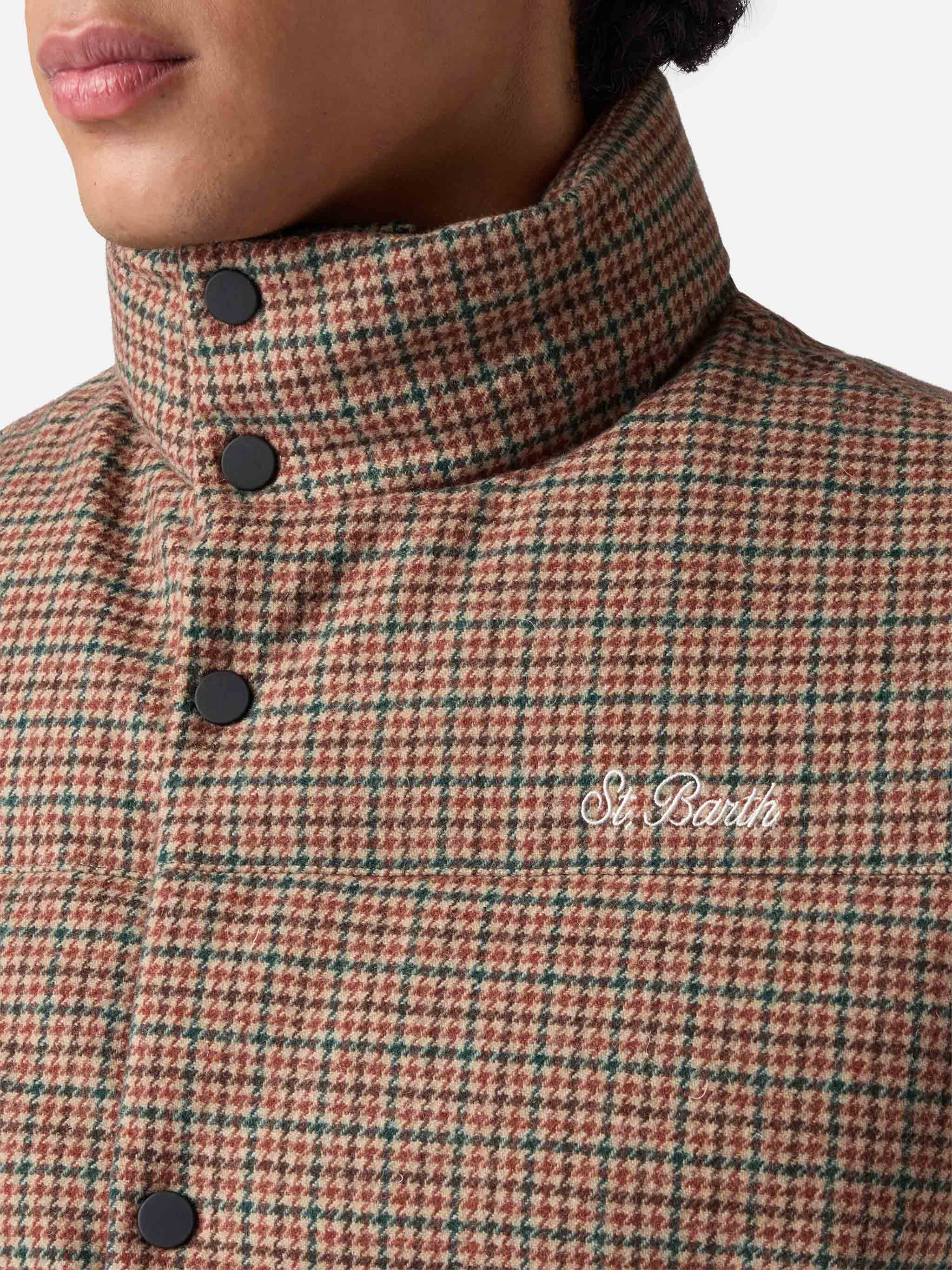 Gilet imbottito in piuma Thunder con stampa pied de poul - Image 3