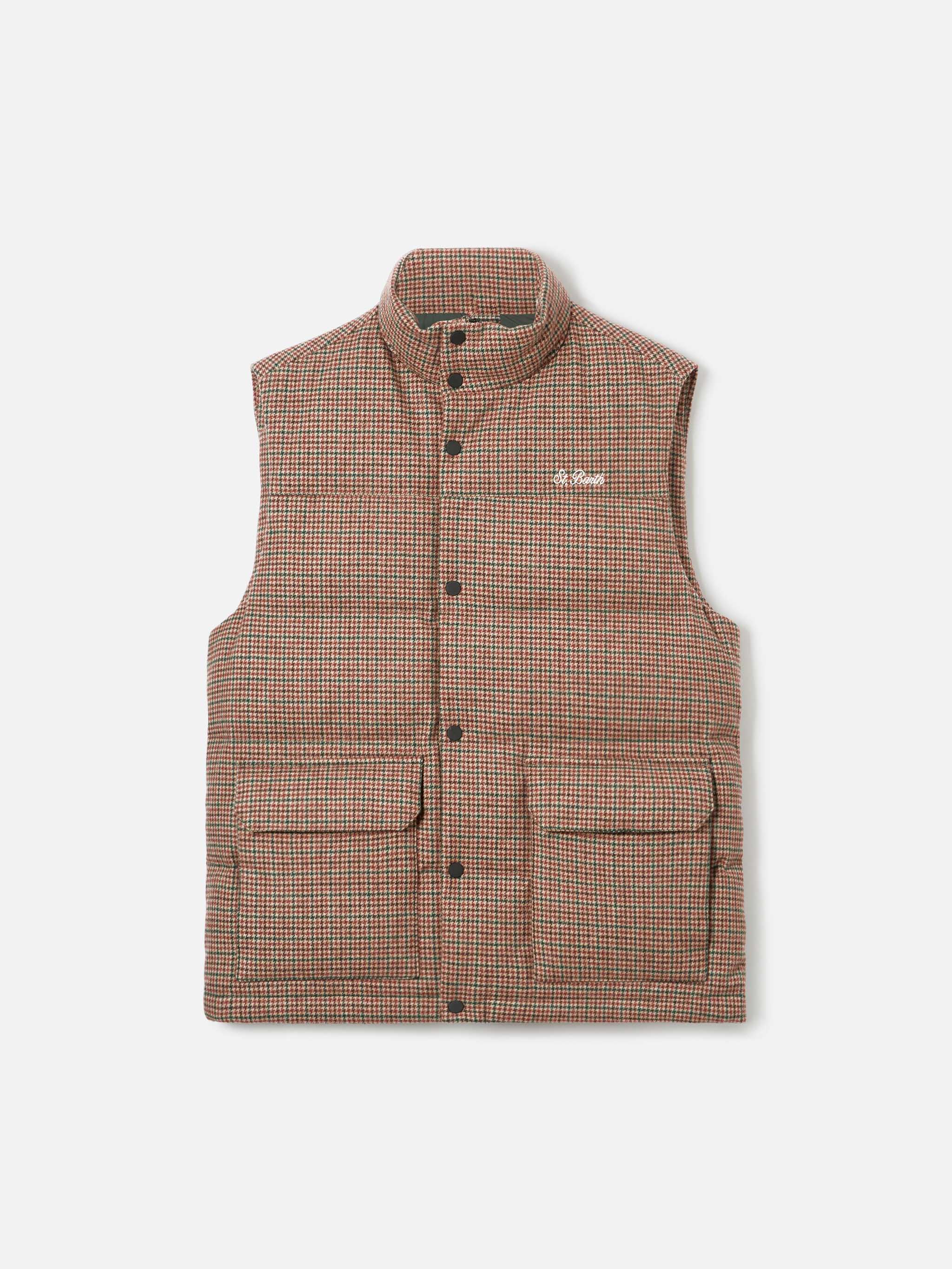 Gilet imbottito in piuma Thunder con stampa pied de poul - Image 7