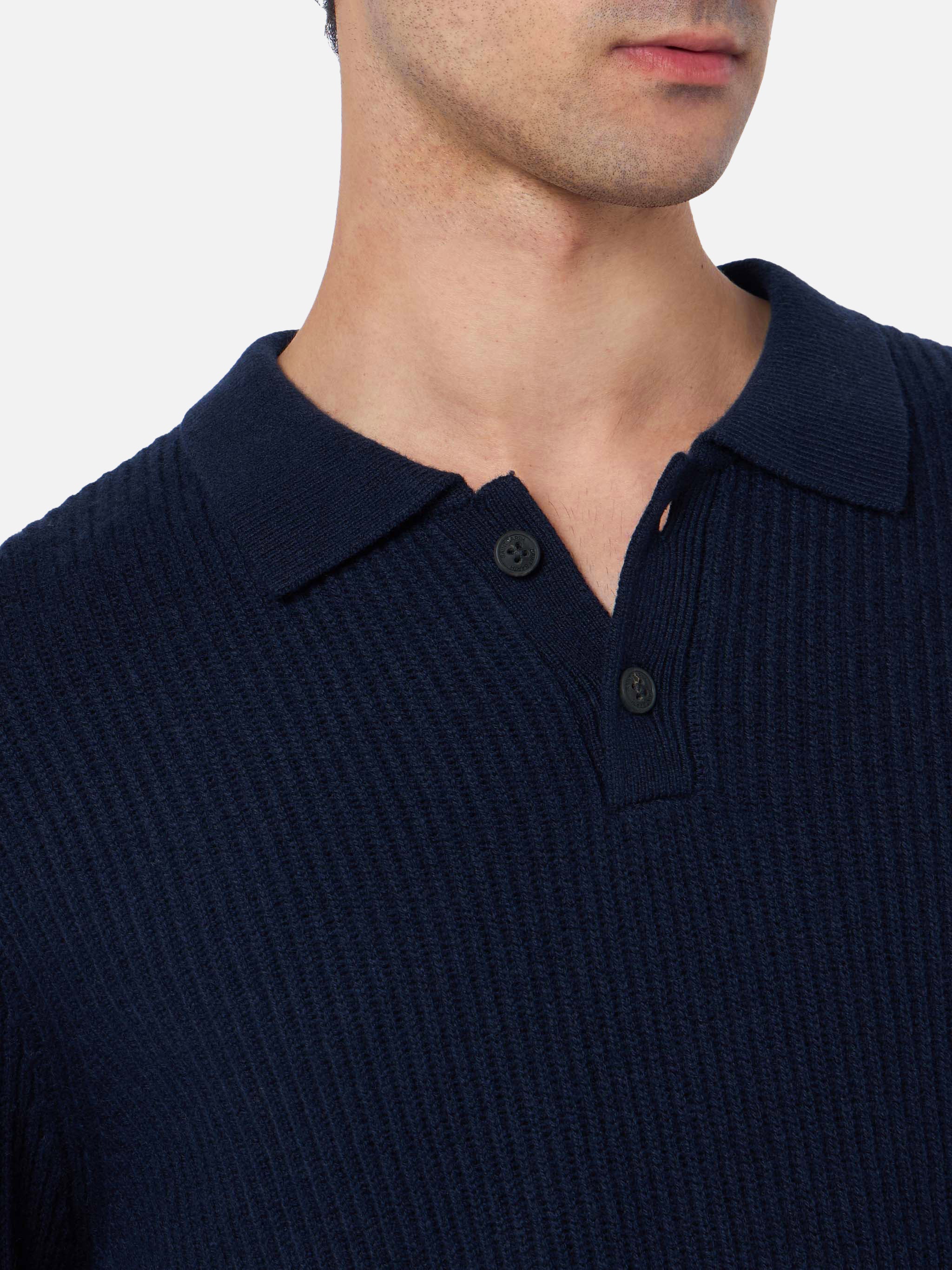 Maglione a coste Downing blu navy in MISTO CASHMERE - Image 2