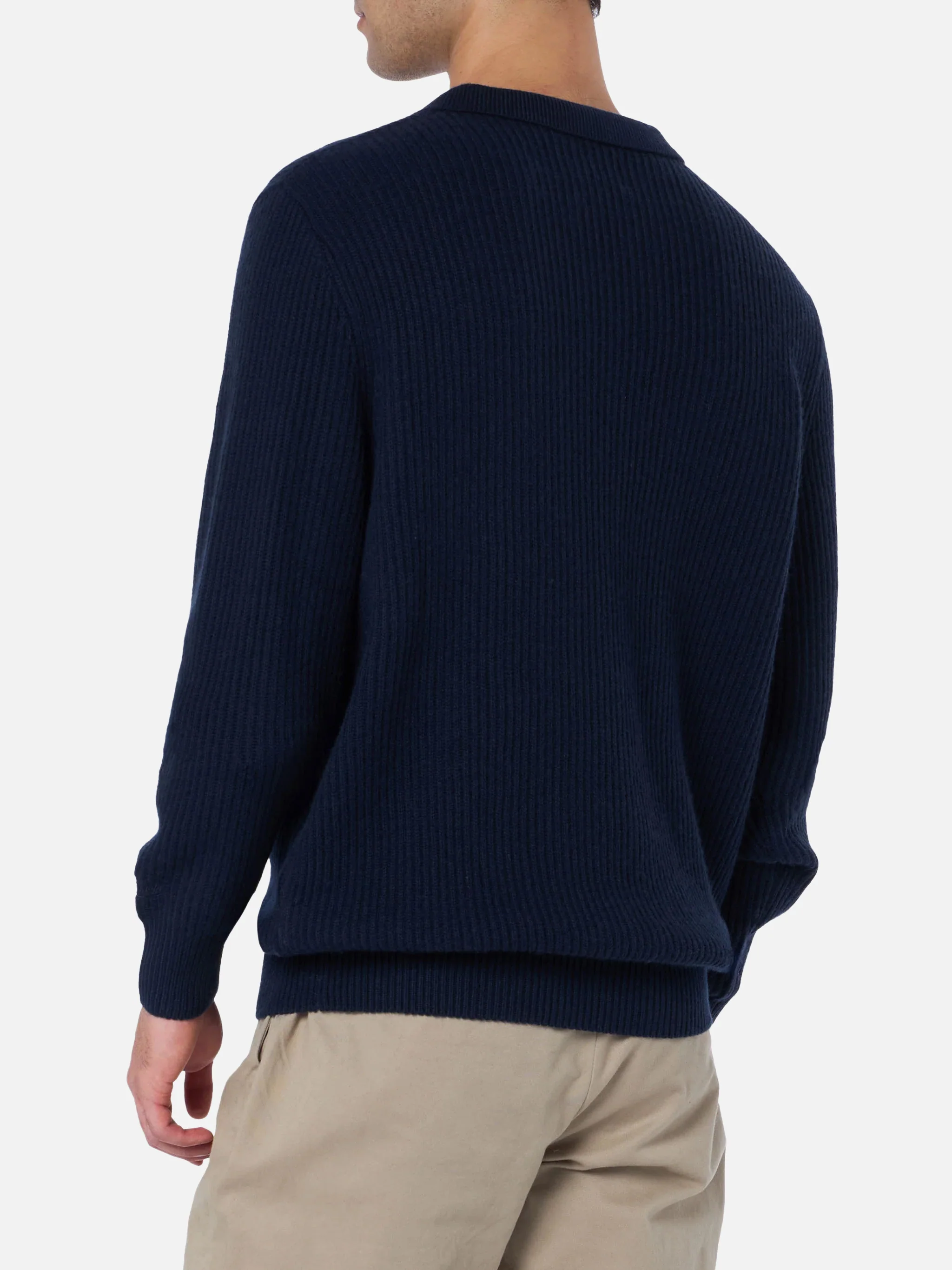 Maglione a coste Downing blu navy in MISTO CASHMERE - Image 3