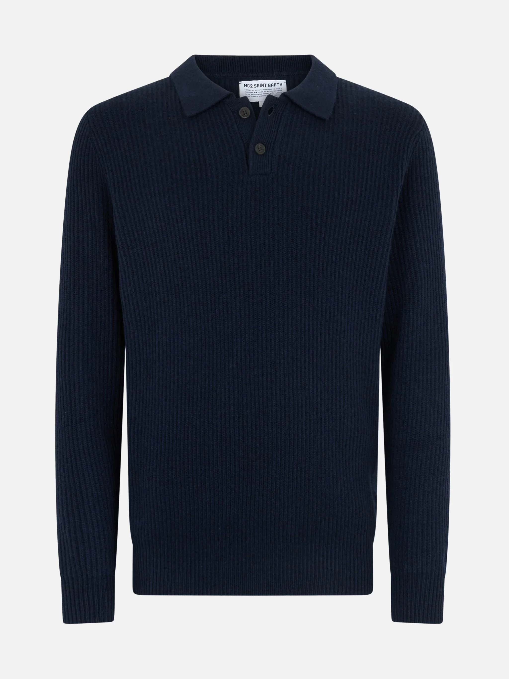 Maglione a coste Downing blu navy in MISTO CASHMERE - Image 4