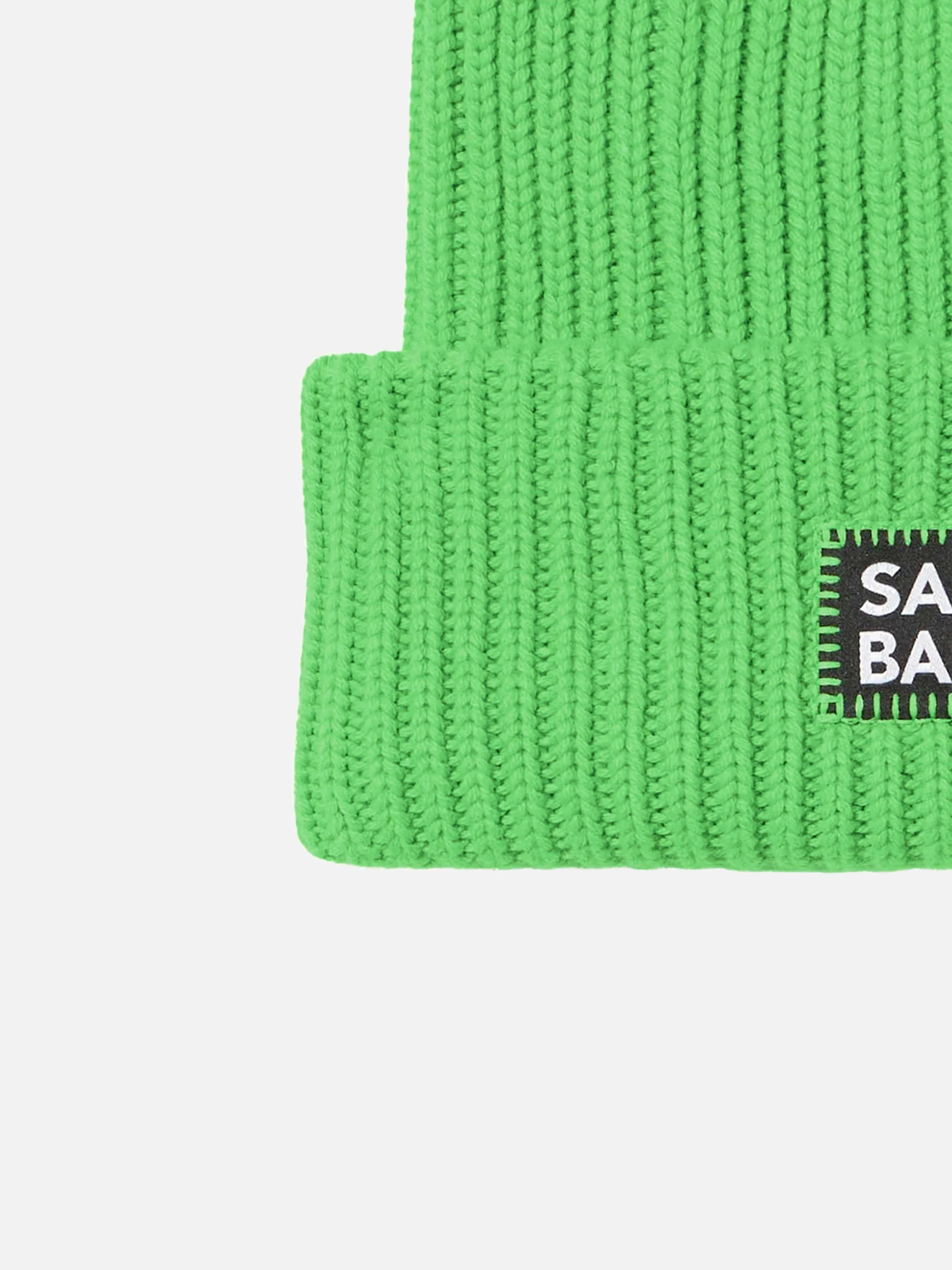 Berretto verde fluo berry a coste con patch Saint Barth - Image 2