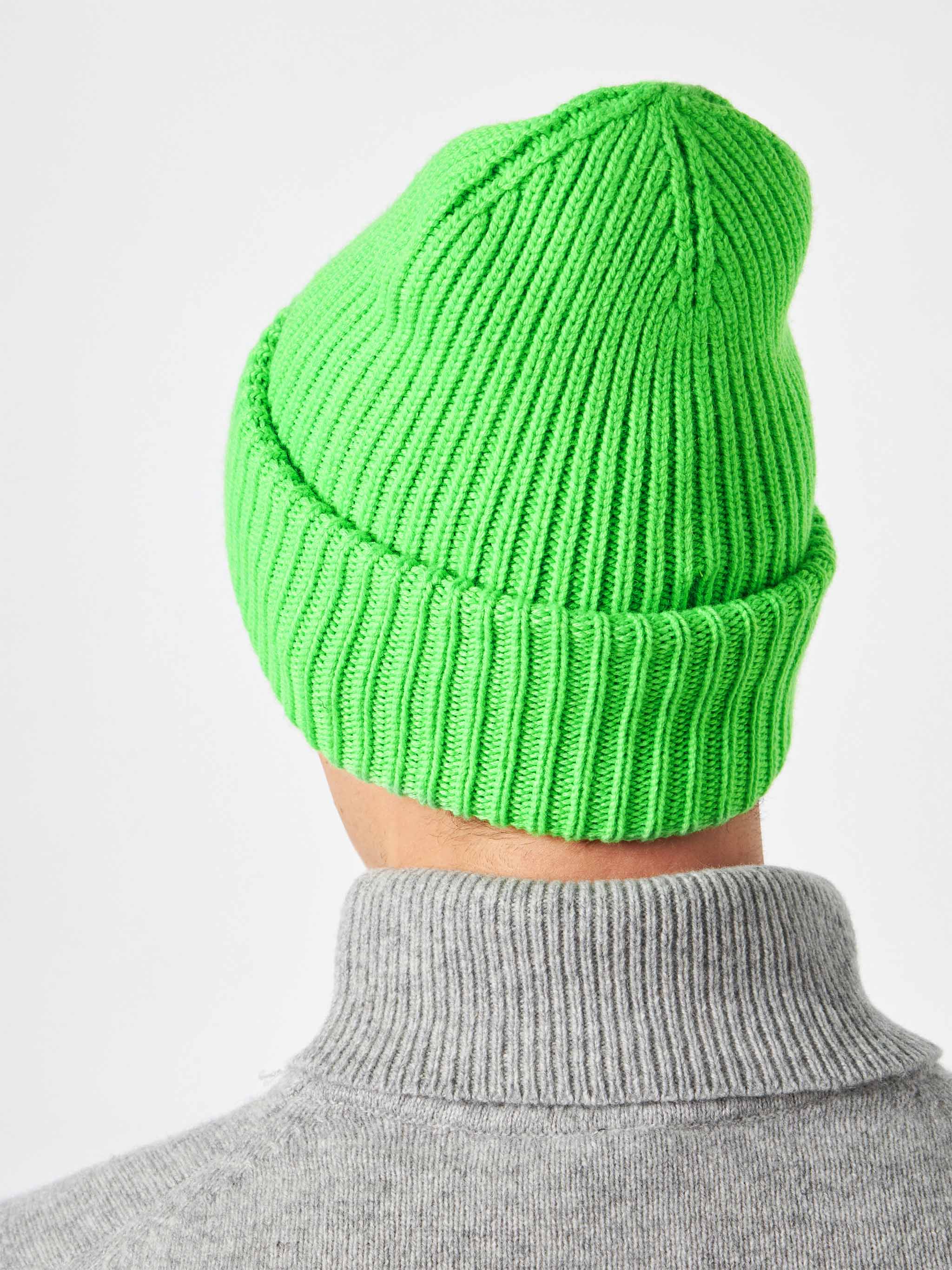 Berretto verde fluo berry a coste con patch Saint Barth - Image 4