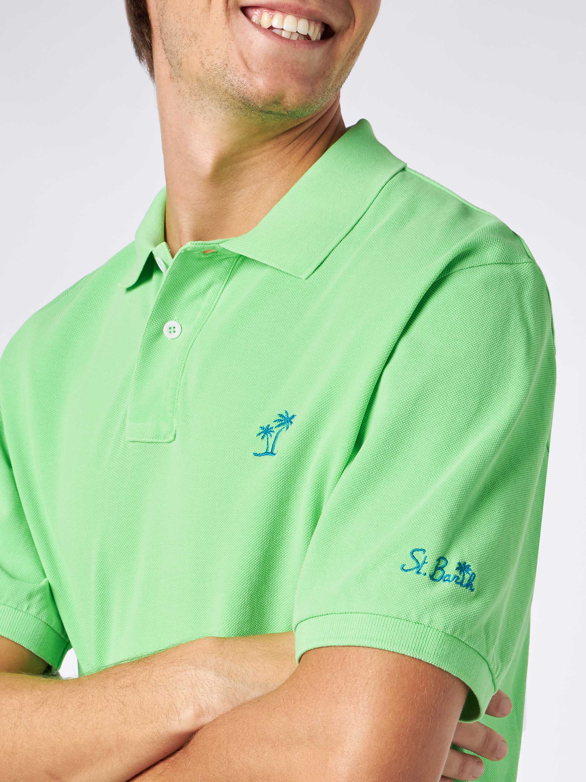 Polo Beverly Hills Vintage in piquet verde fluo effetto vintage - Image 2