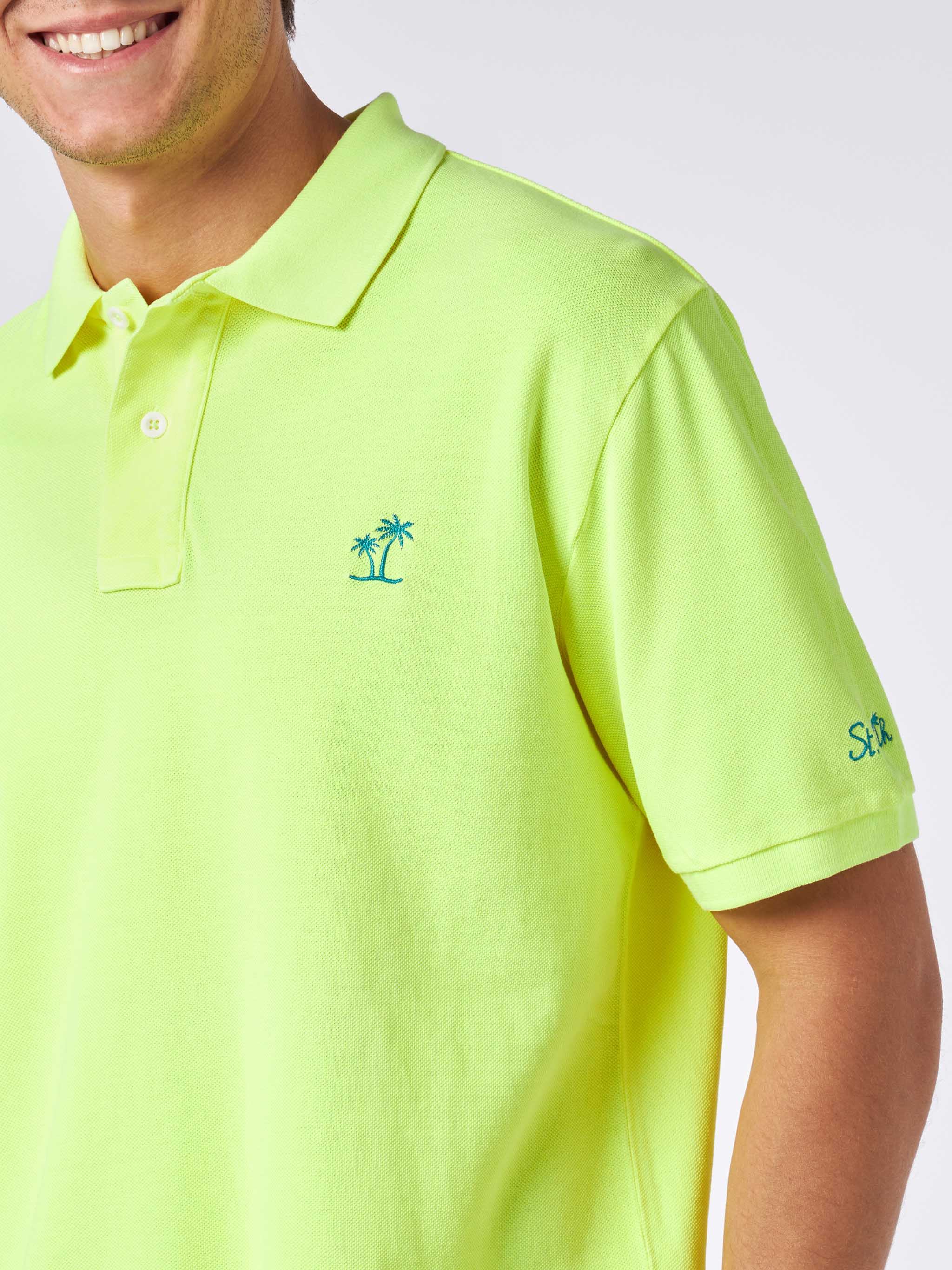 Polo Beverly Hills Vintage in piquet giallo fluo effetto vintage - Image 2
