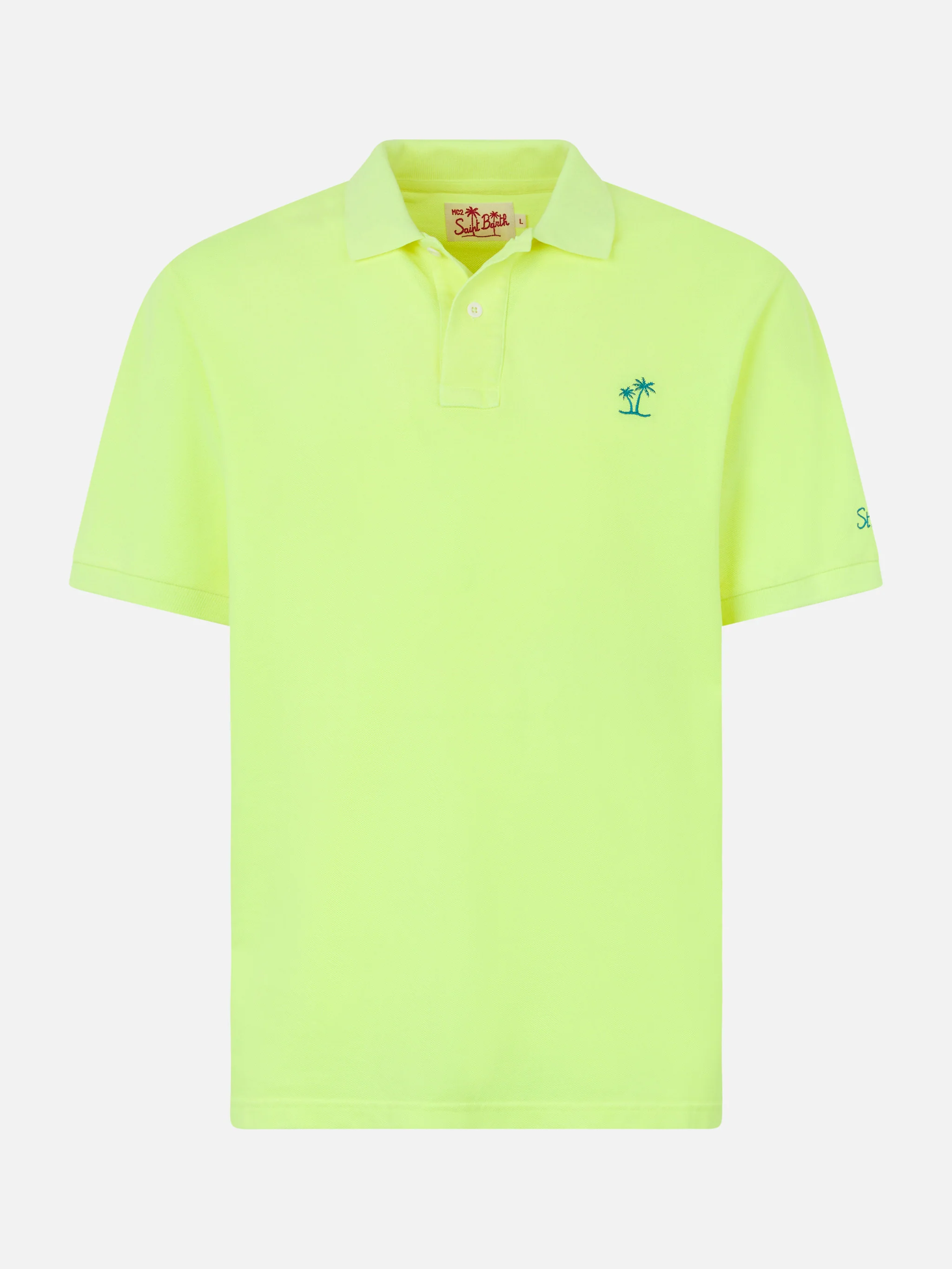 Polo Beverly Hills Vintage in piquet giallo fluo effetto vintage - Image 4