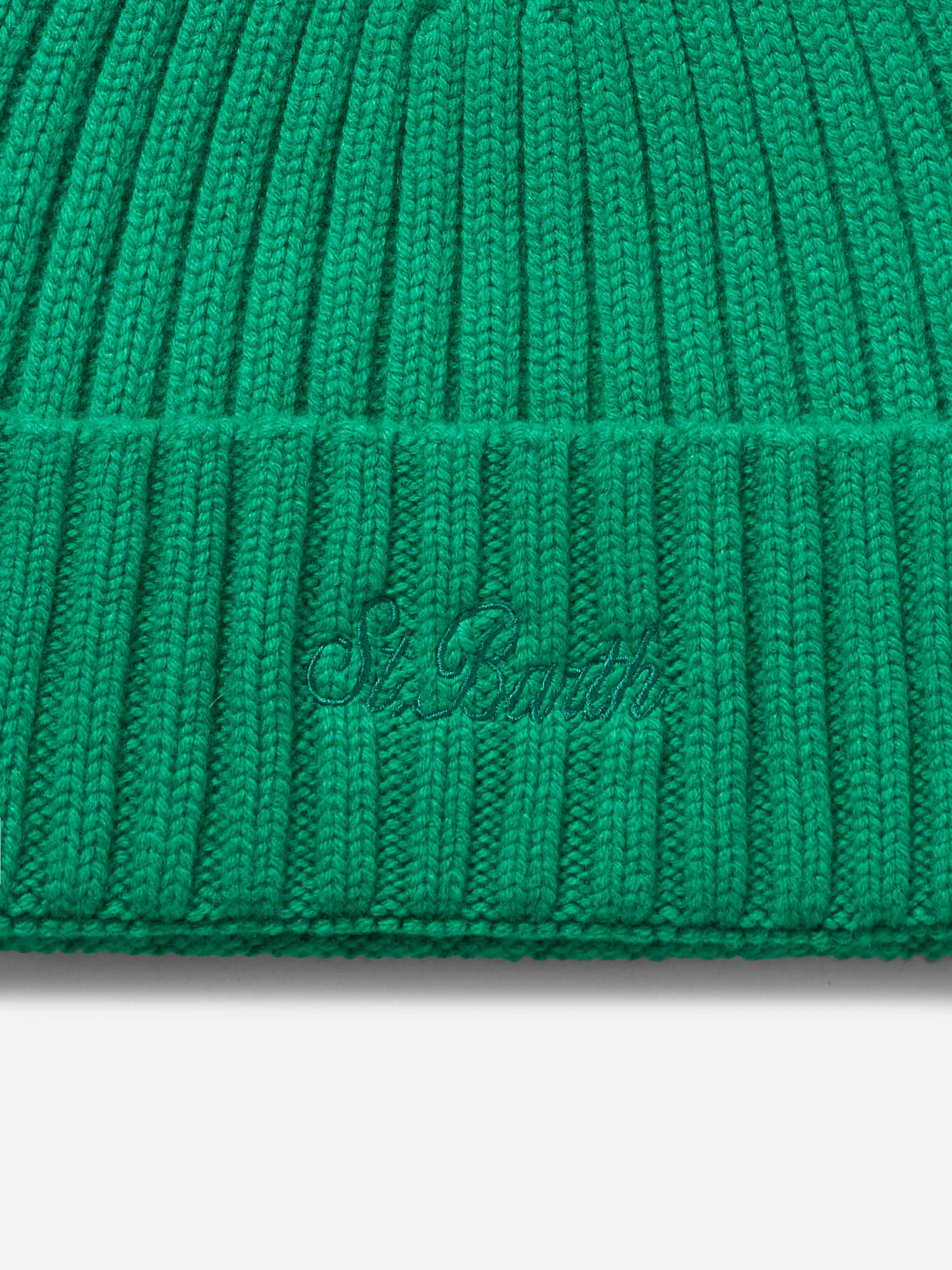 Cappello Wengen in misto cashmere verde tinta unita - Image 3