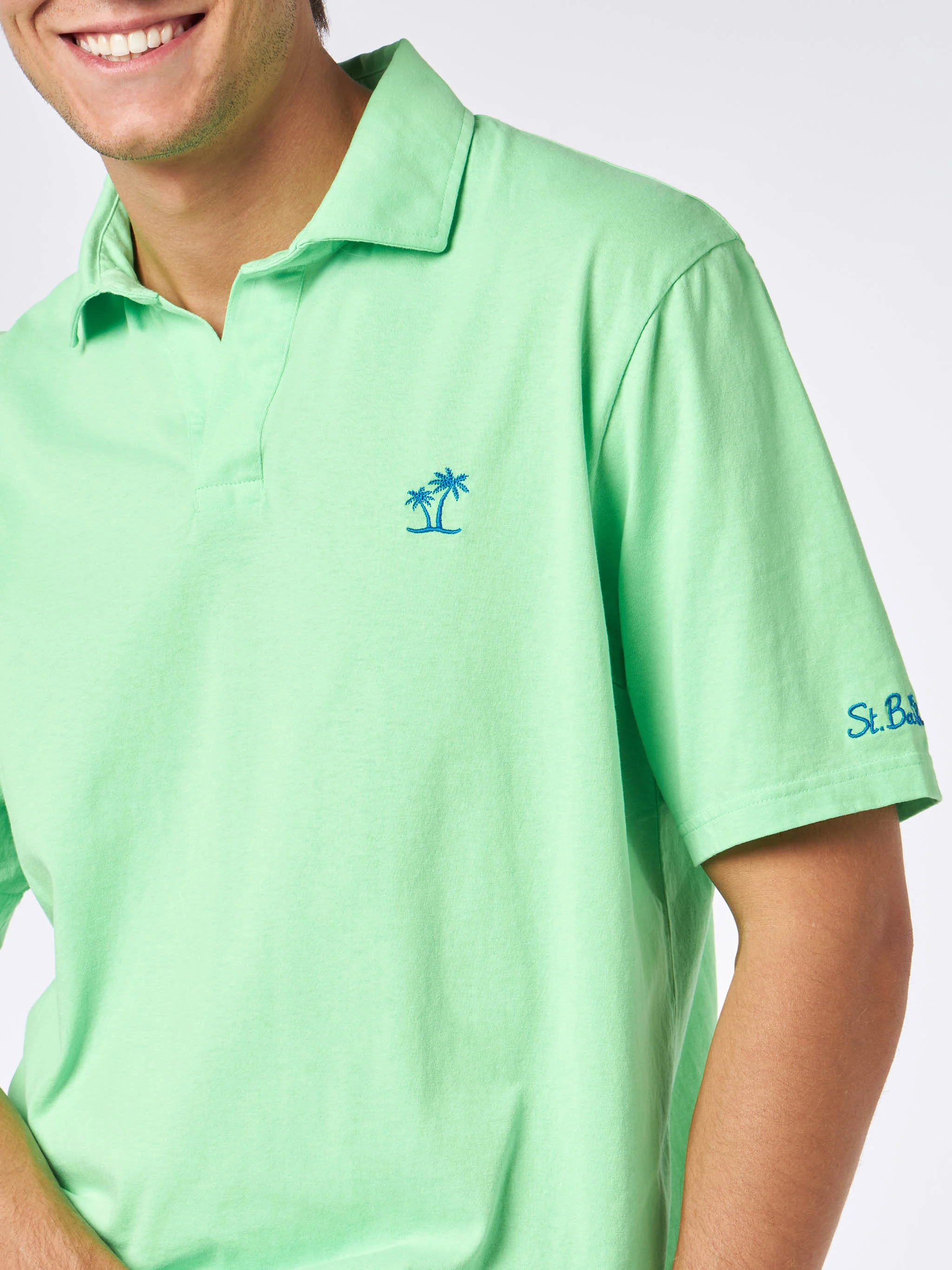 Polo Brighton in jersey di cotone verde - Image 2