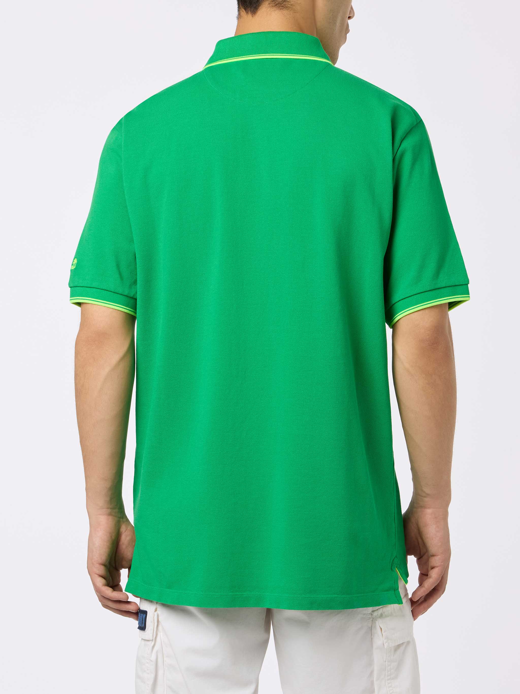 Polo Beverly Hills in cotone piqué verde con ricamo palme - Image 3