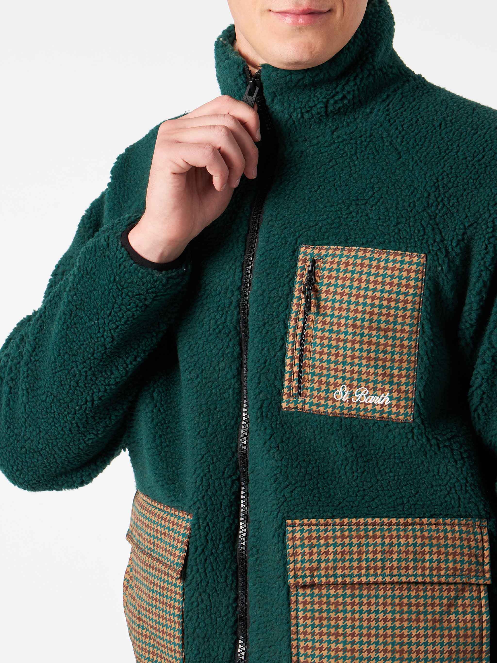 Giacca Keystone sherpa verde con tasche pied de poule - Image 2