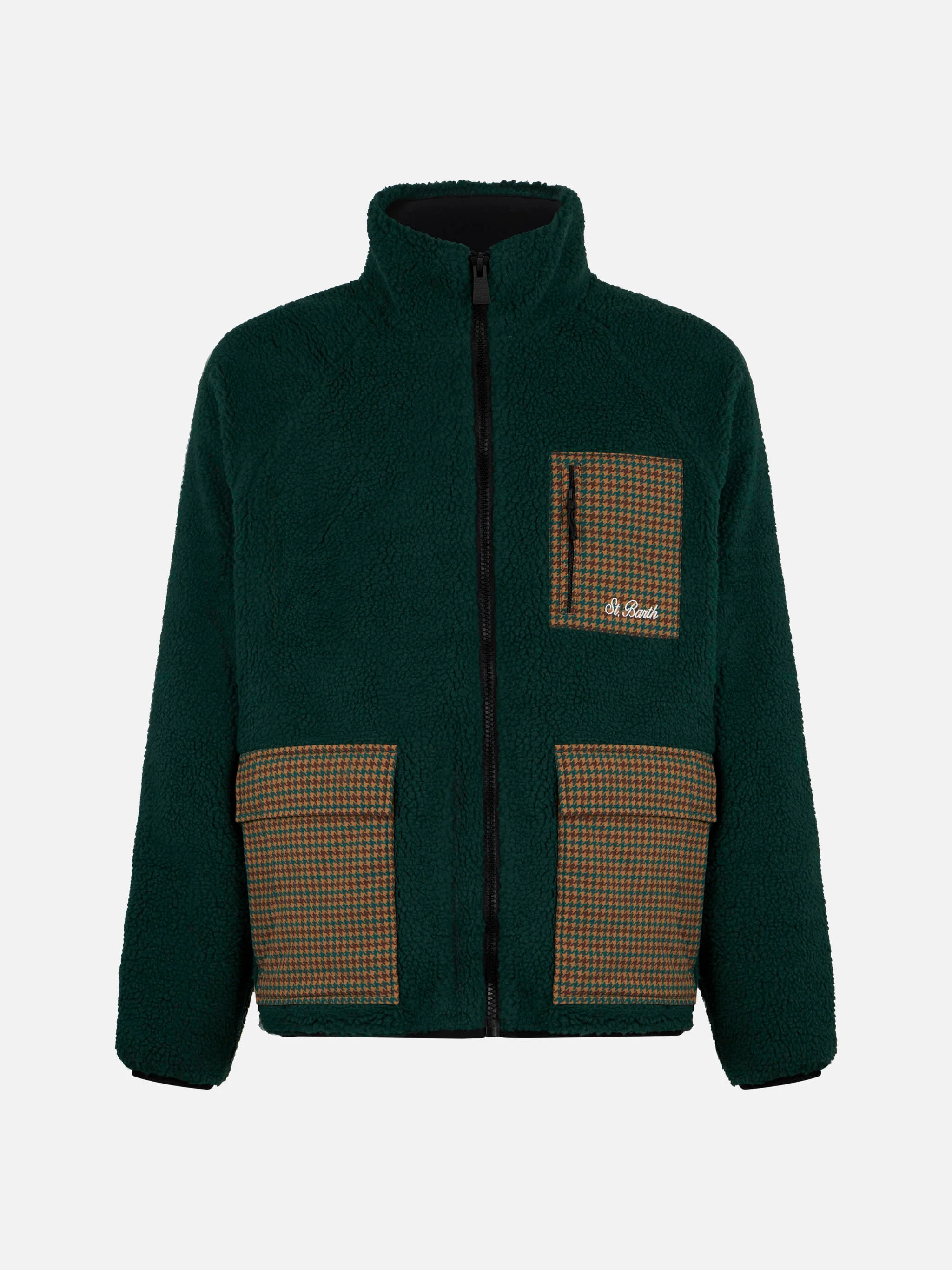Giacca Keystone sherpa verde con tasche pied de poule - Image 4