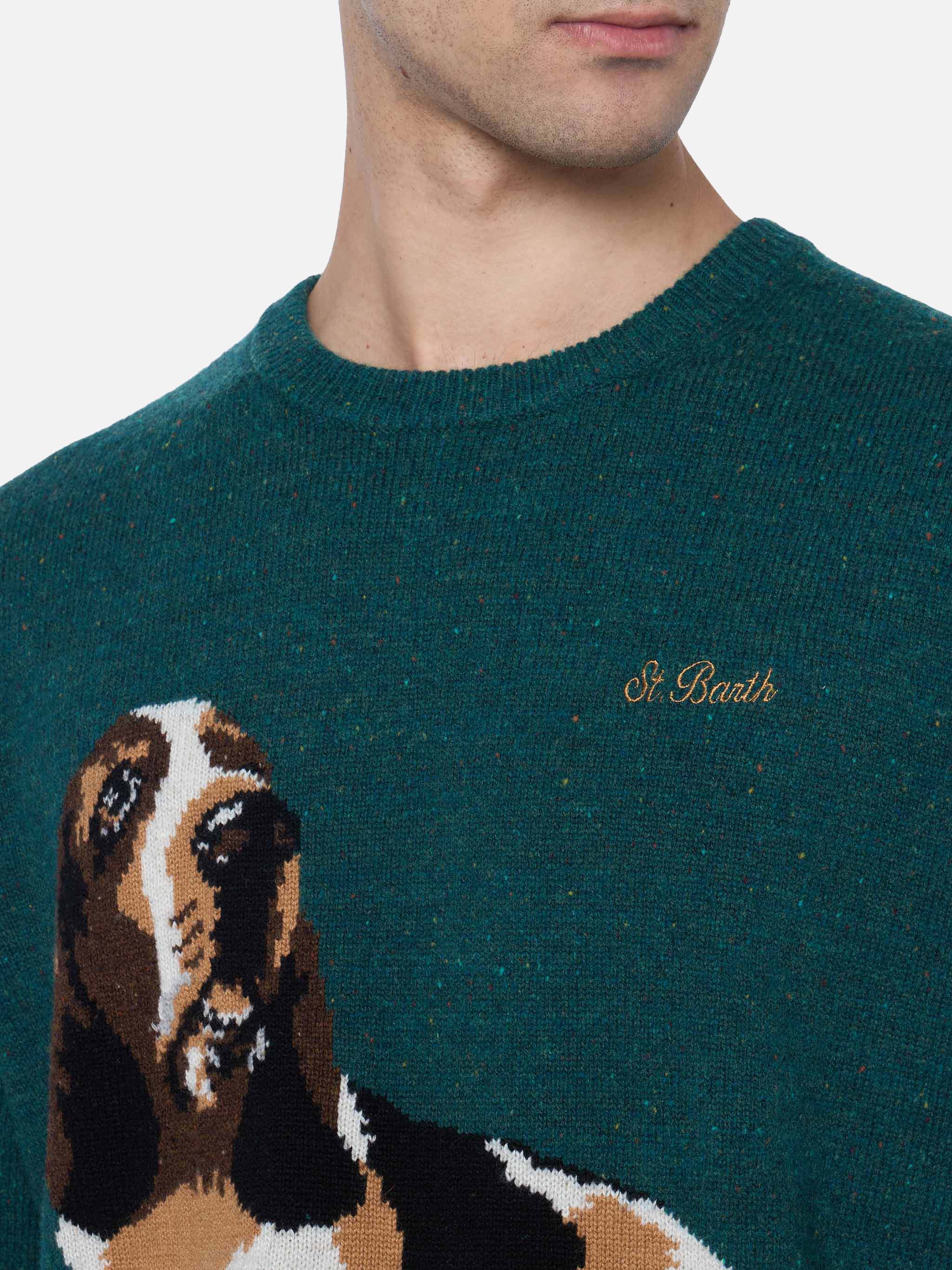 Maglione girocollo Heron con jacquard basset hound - Image 2