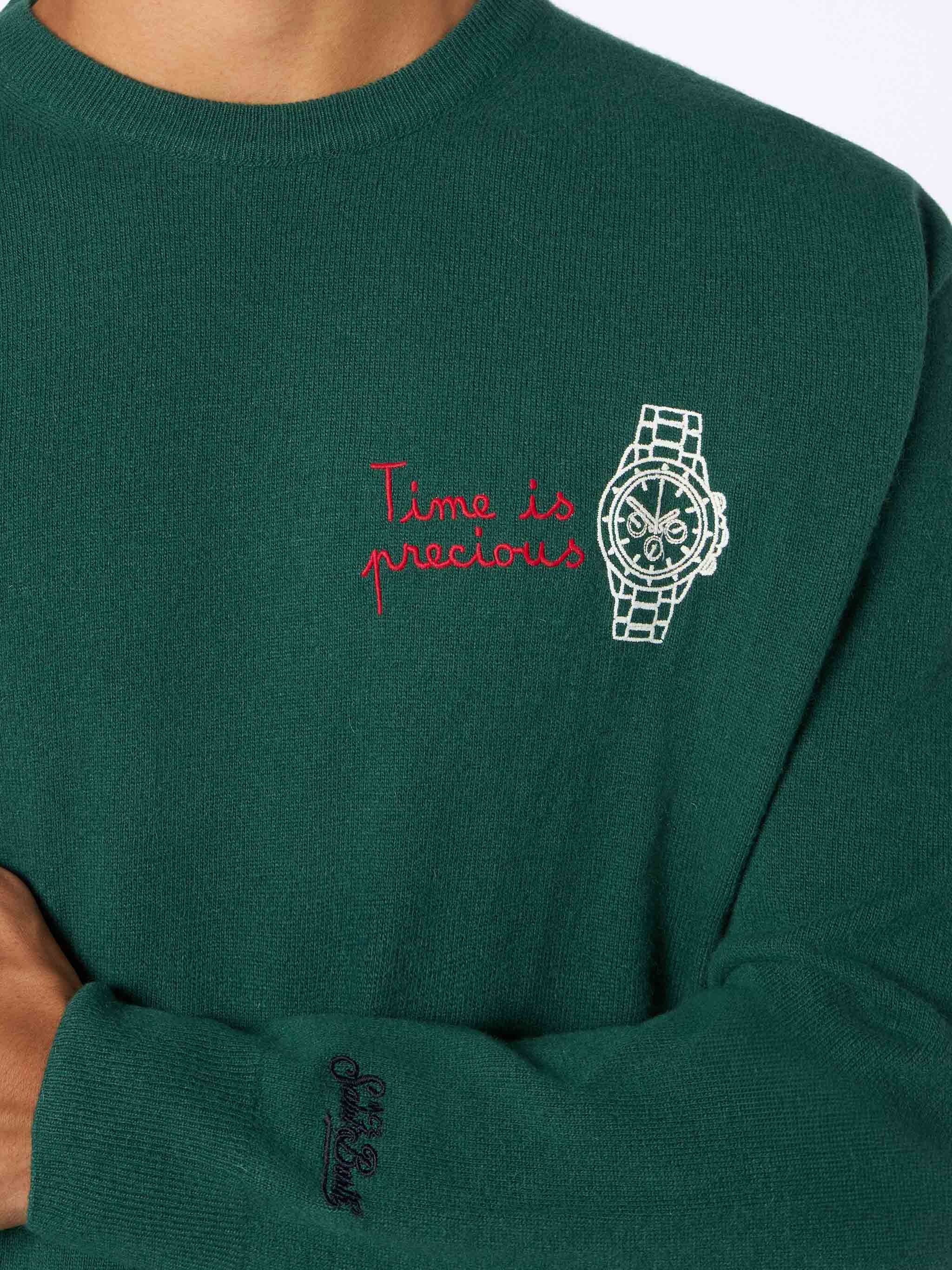 Maglione girocollo Heron con ricamo Time is precious - Image 2