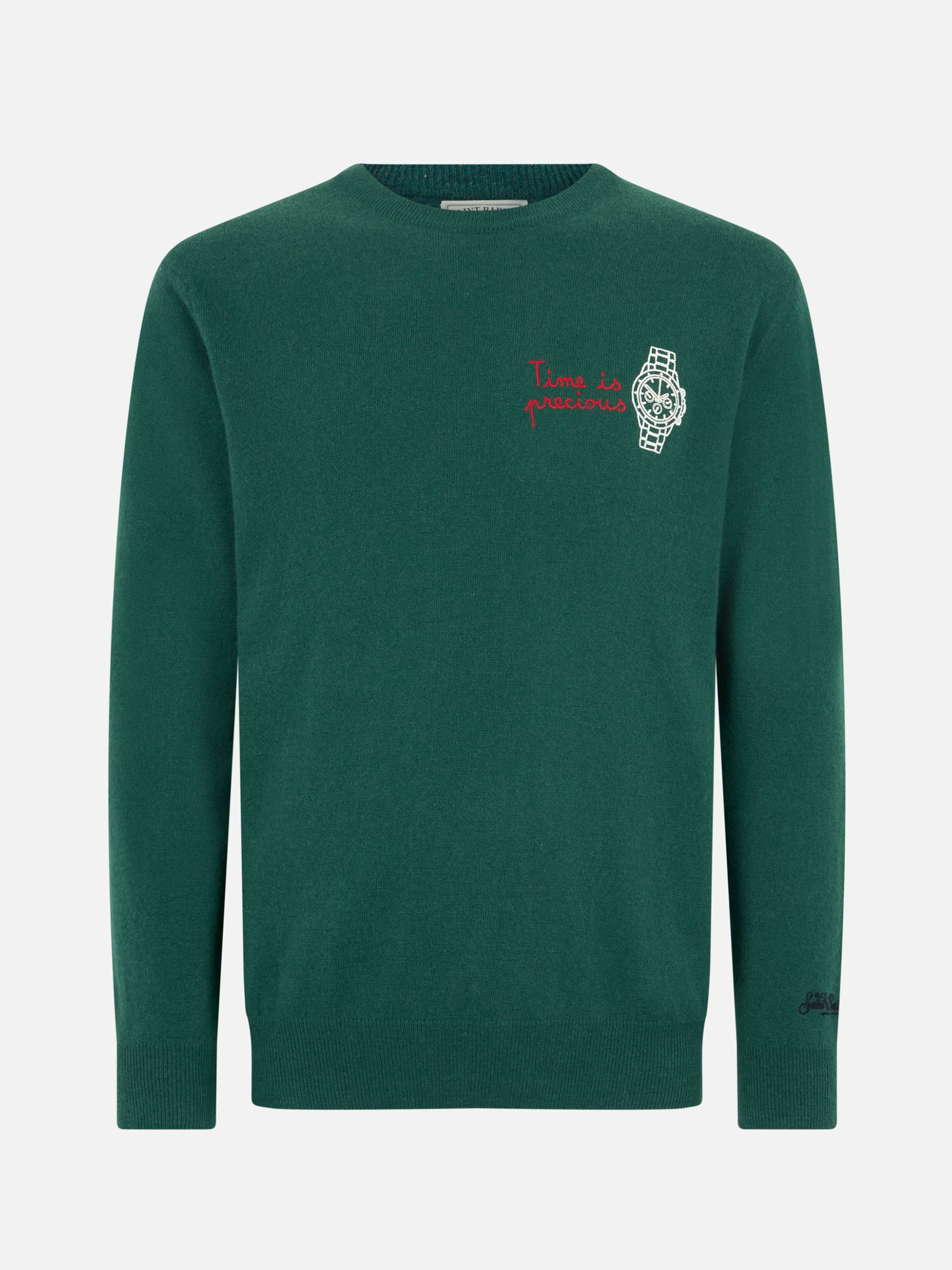 Maglione girocollo Heron con ricamo Time is precious - Image 6