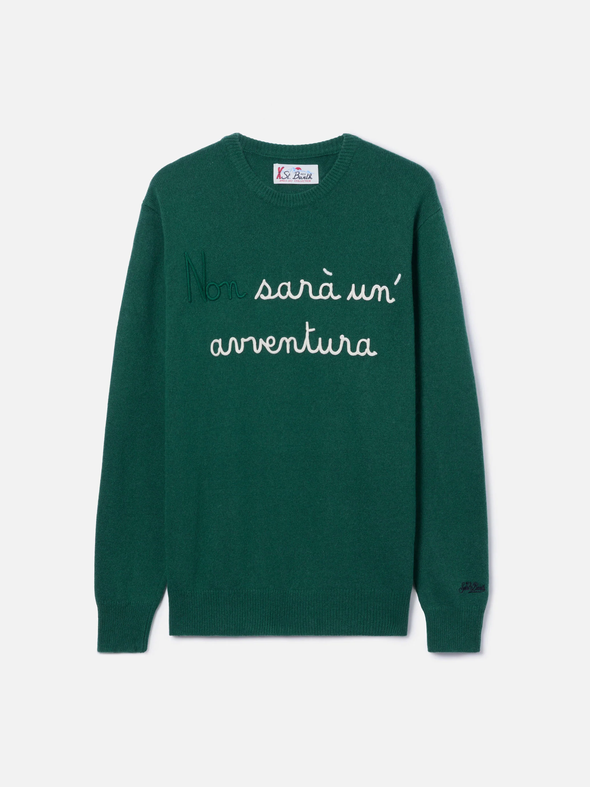 Maglione verde Heron con ricamo Non sarà un'avventura - Image 5
