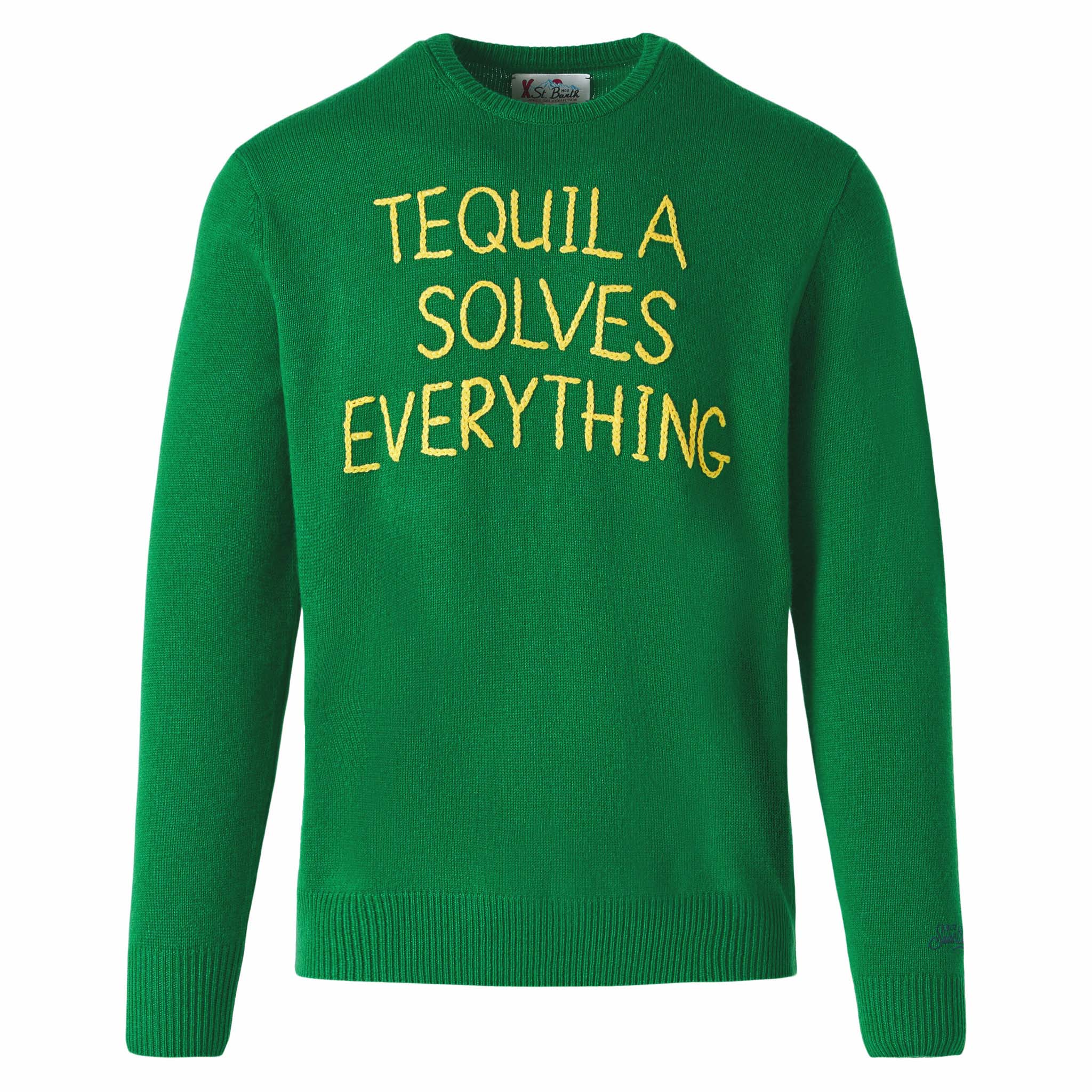 Maglione girocollo con ricamo Tequila solves everything - Image 2