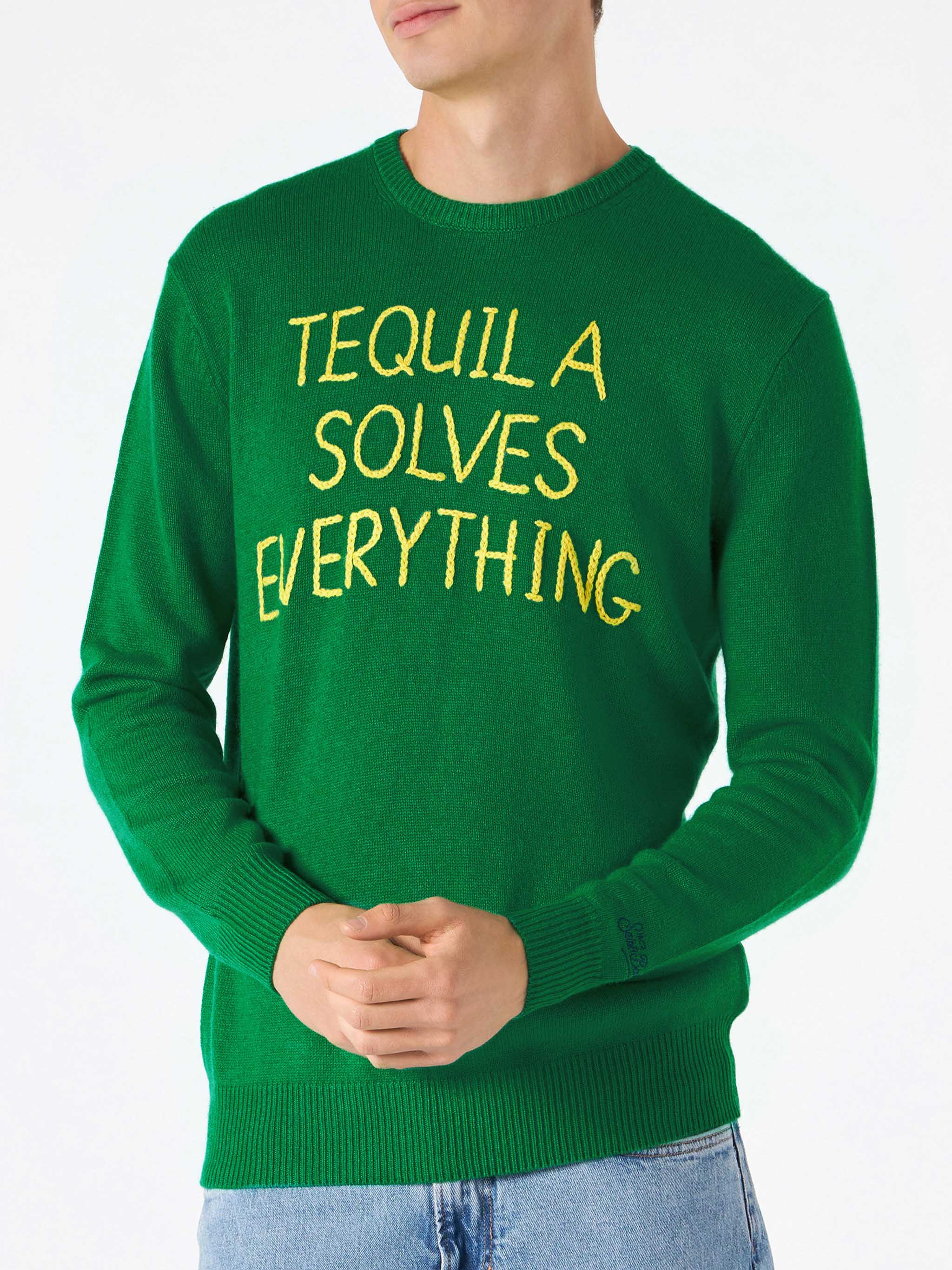 Maglione girocollo con ricamo Tequila solves everything - Image 3