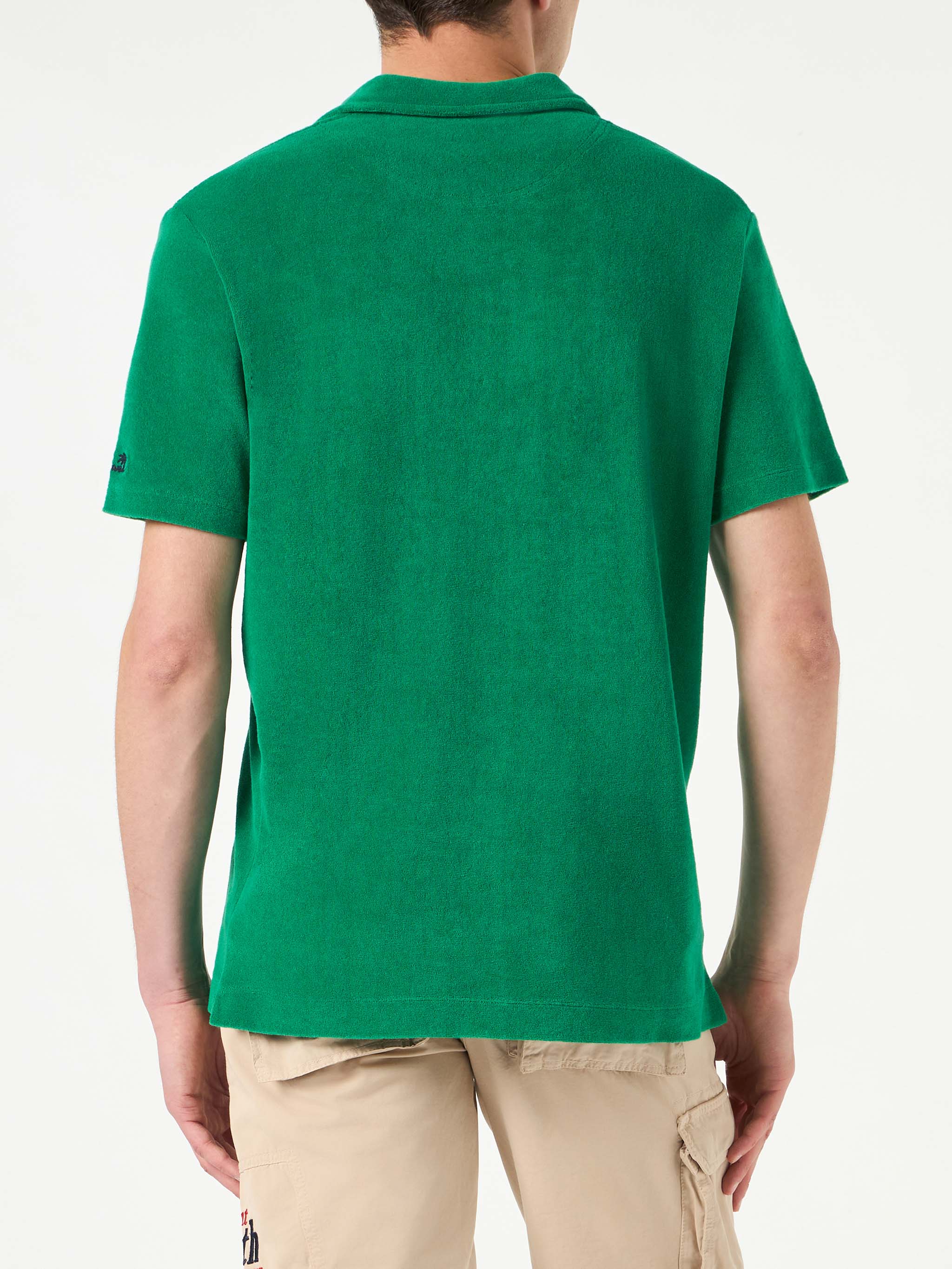 Polo Powel in tessuto effetto spugna verde - Image 3