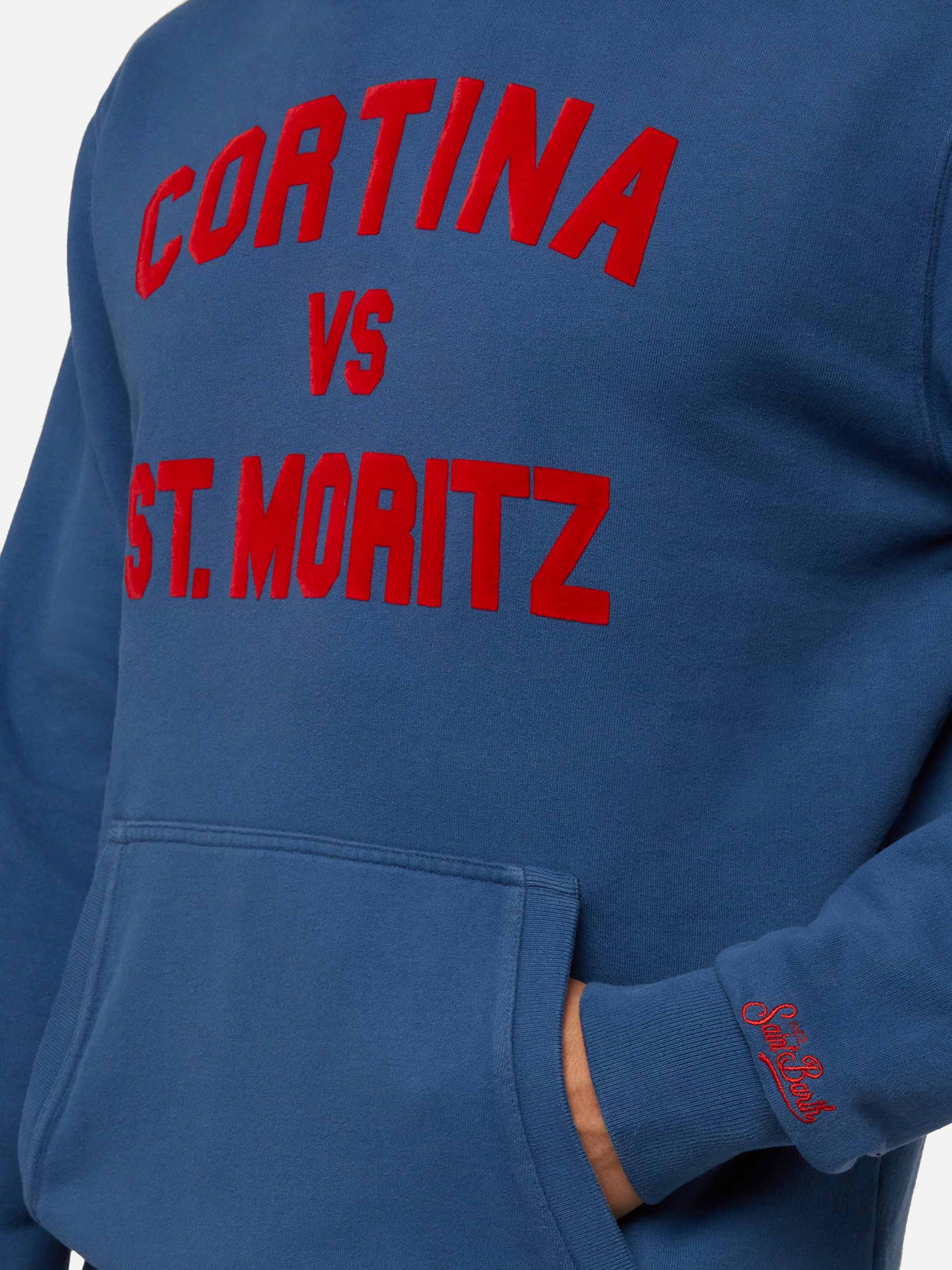 Felpa in pile di cotone Tribeca con stampa Cortina vs St. Moritz - Image 2
