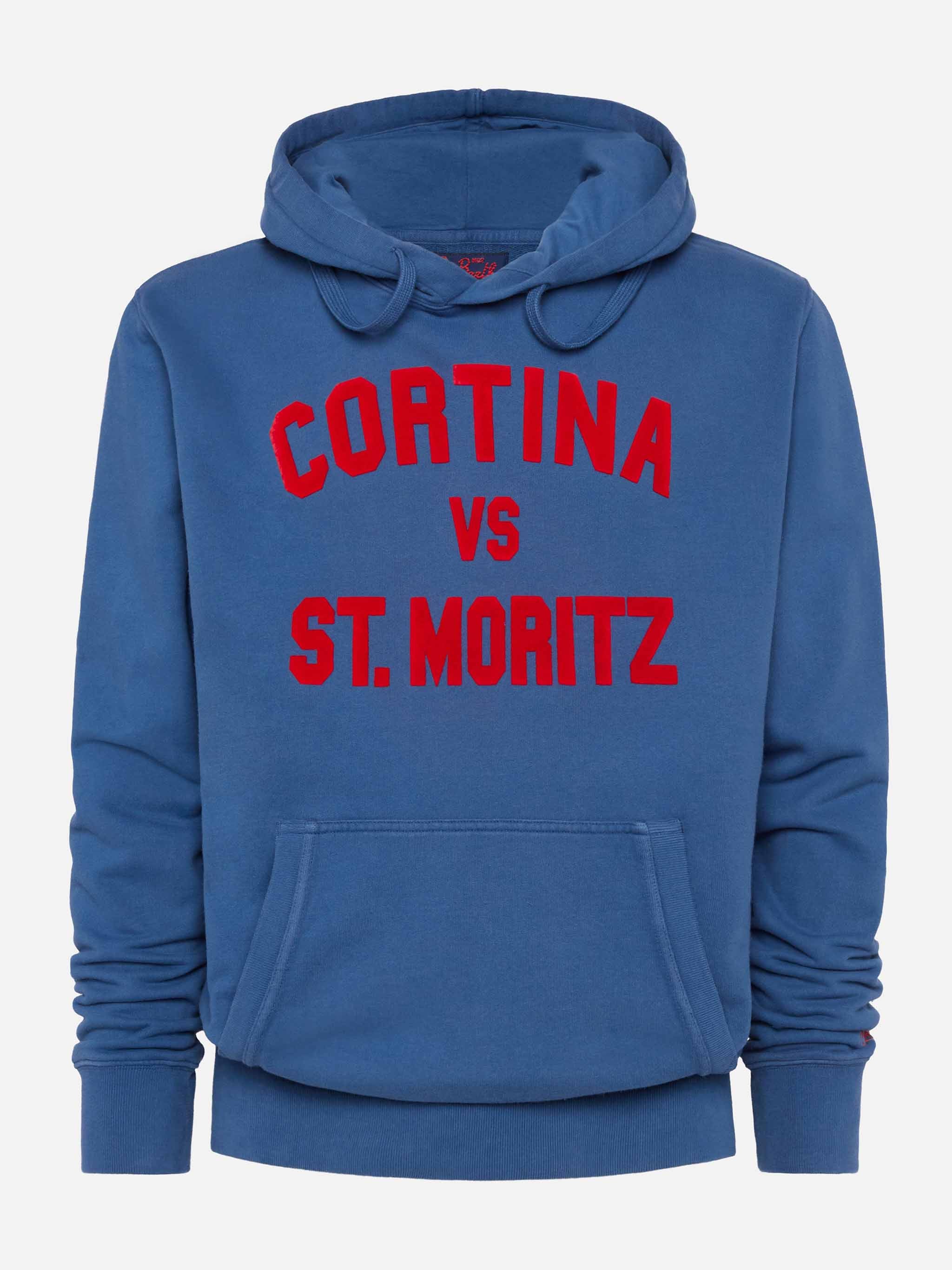 Felpa in pile di cotone Tribeca con stampa Cortina vs St. Moritz - Image 3