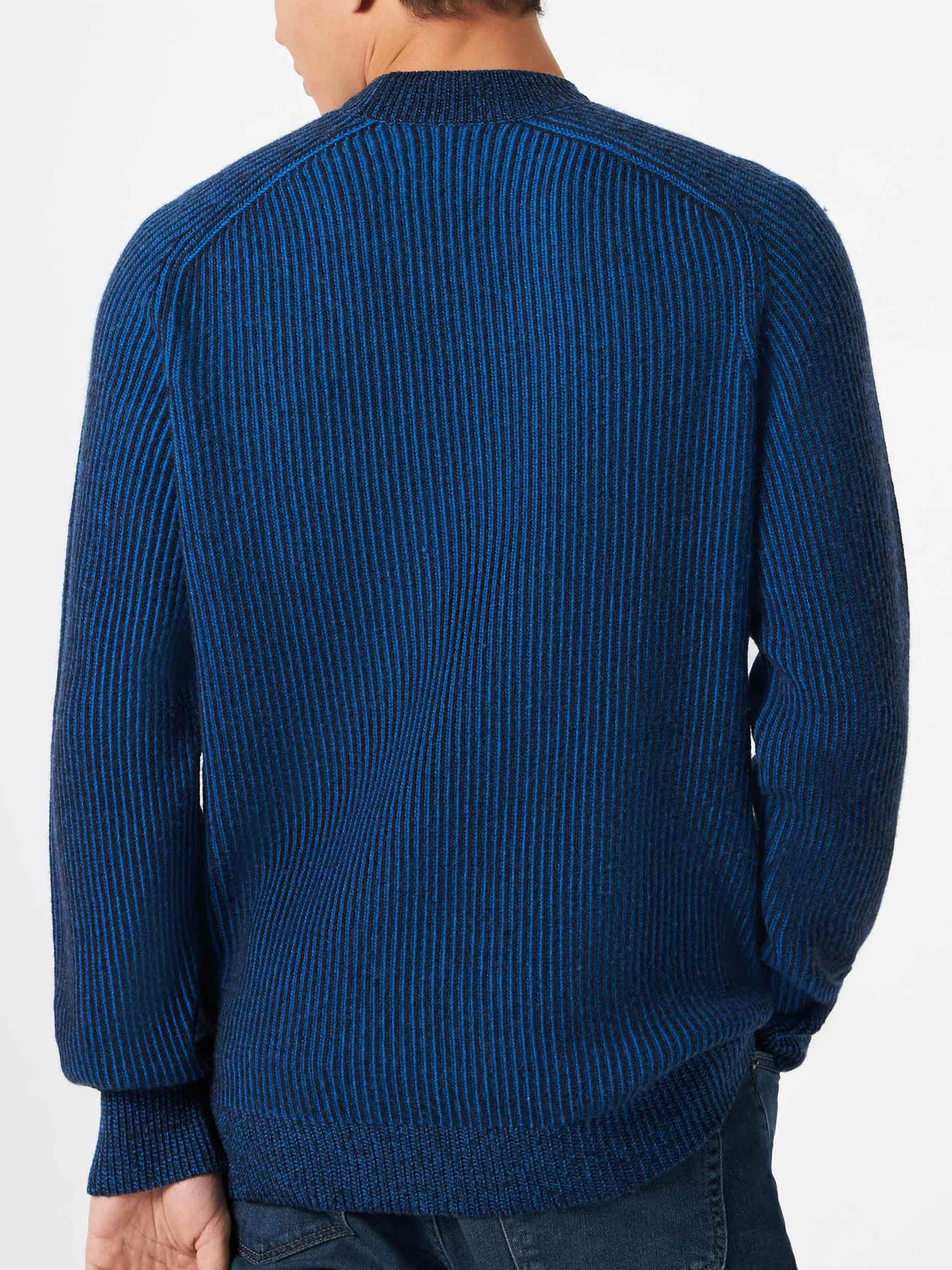 Maglione da uomo mezzo collo a costine blu - Image 3