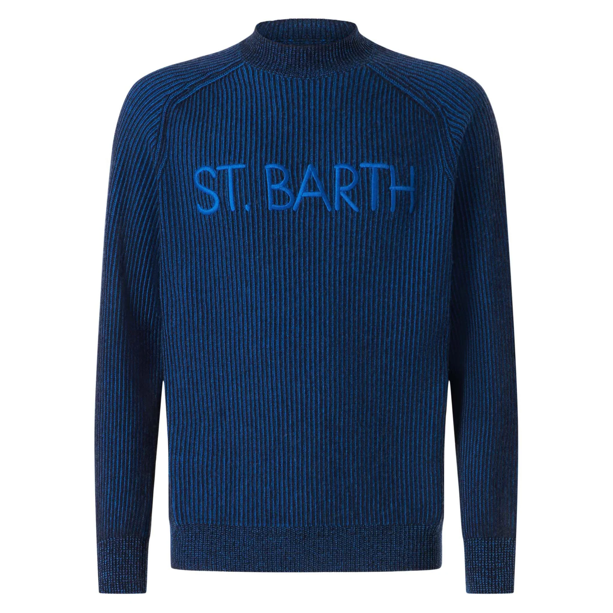 Maglione da uomo mezzo collo a costine blu - Image 4