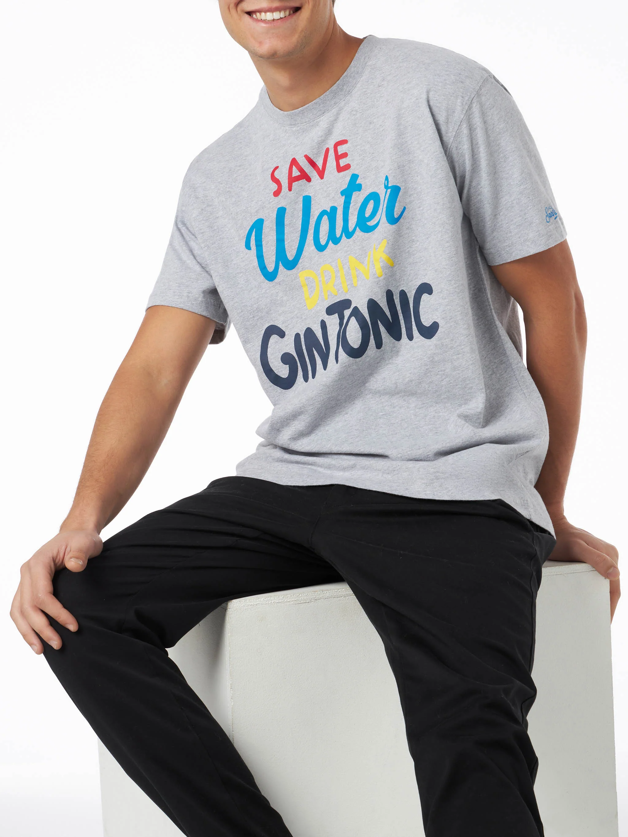 T-shirt in cotone pesante con stampa cocktail Gin Tonic - Image 3