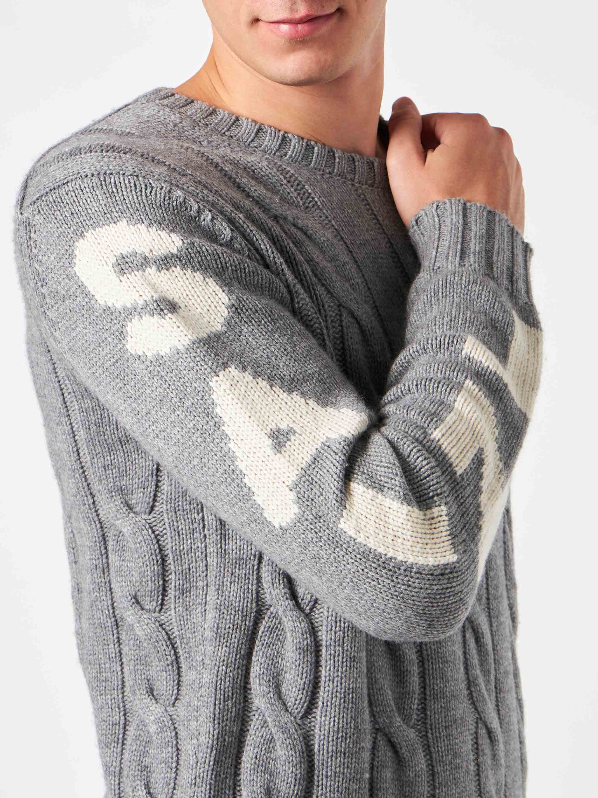 Maglia Bergen a trecce pesante grigio melange - Image 2
