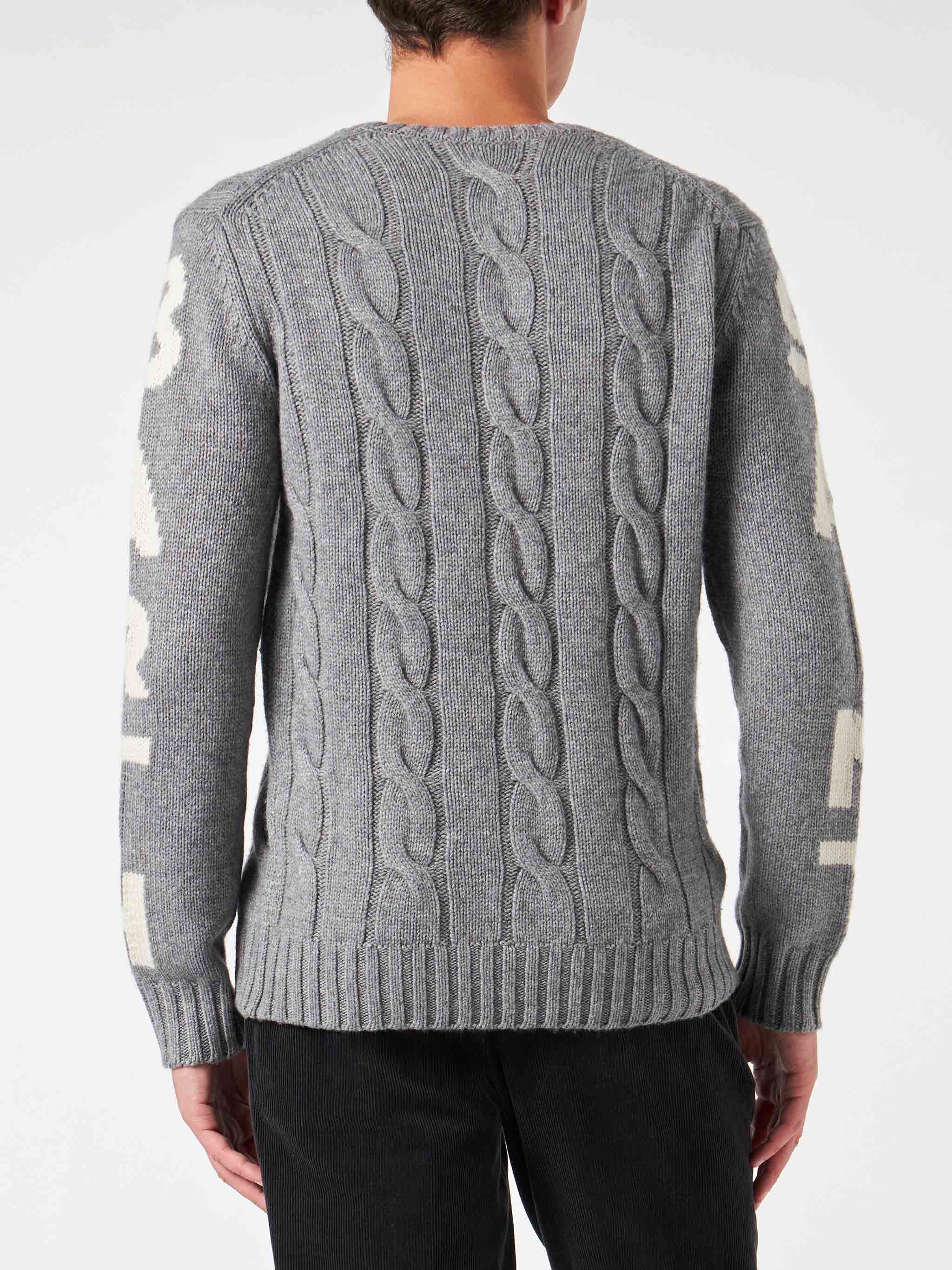 Maglia Bergen a trecce pesante grigio melange - Image 3