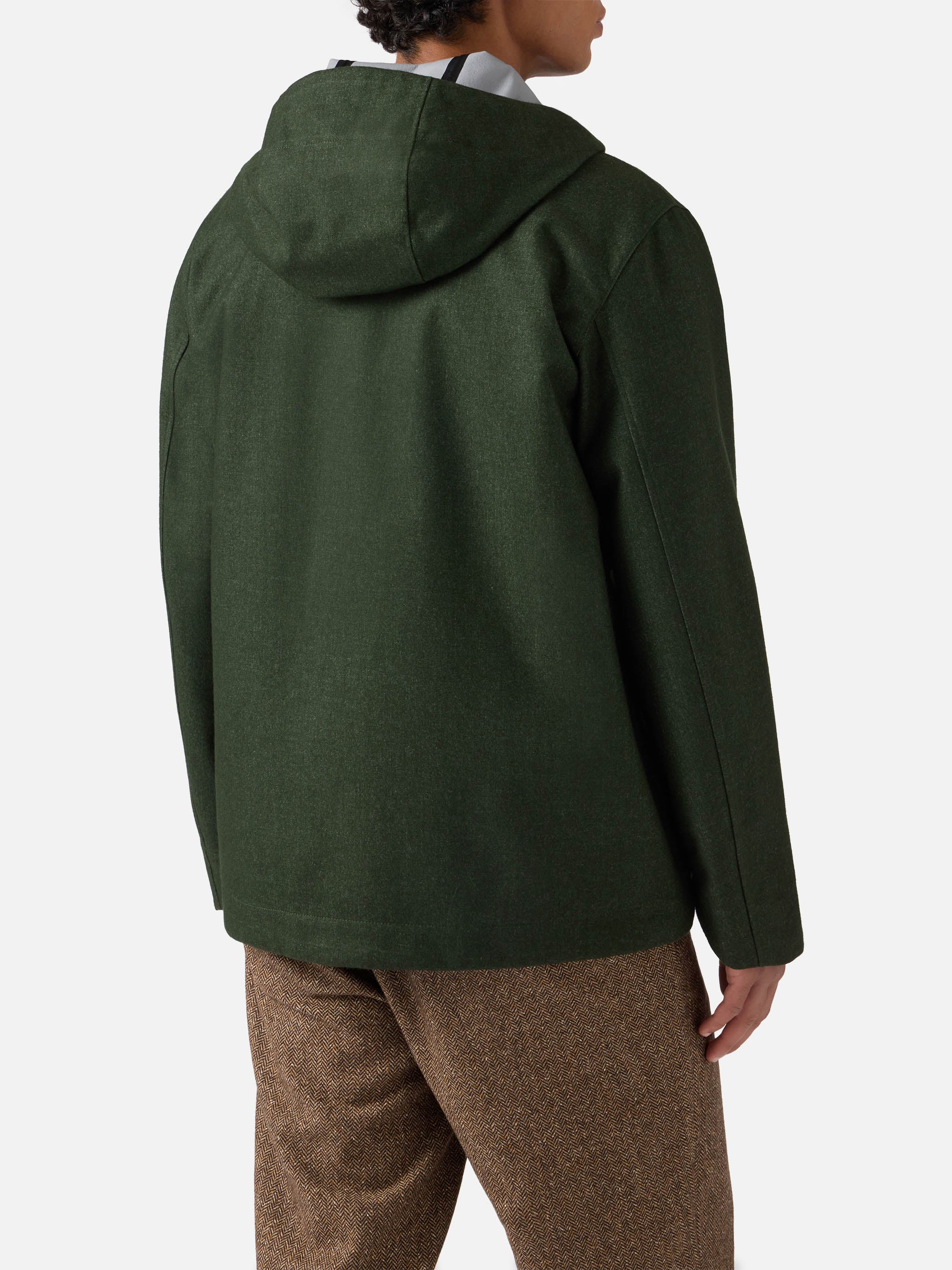 Giacca antivento Kauris Pocket con cappuccio verde militare - Image 4